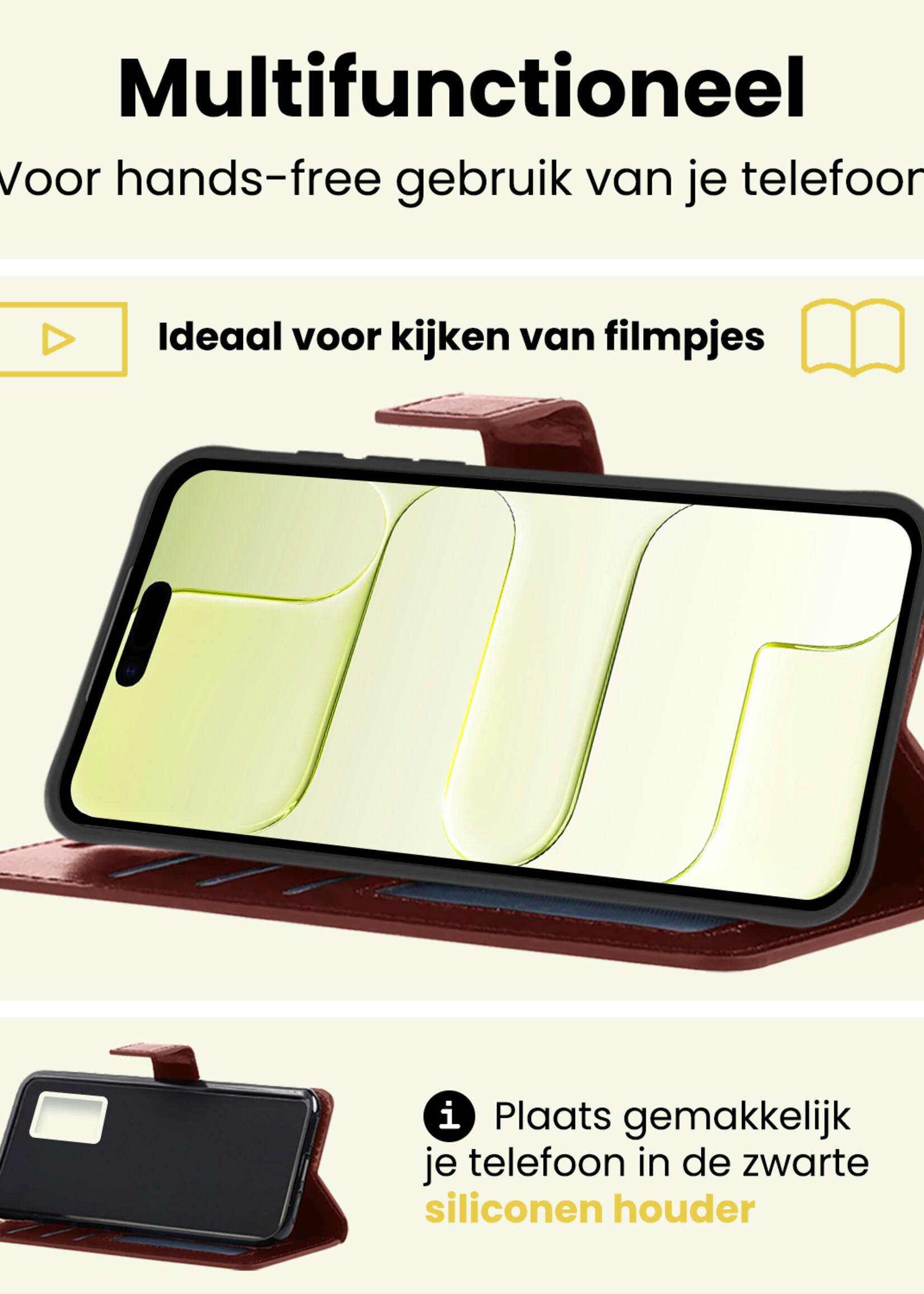 LUQ LUQ iPhone Air Hoesje Bookcase Met 2x Screenprotector - Bruin