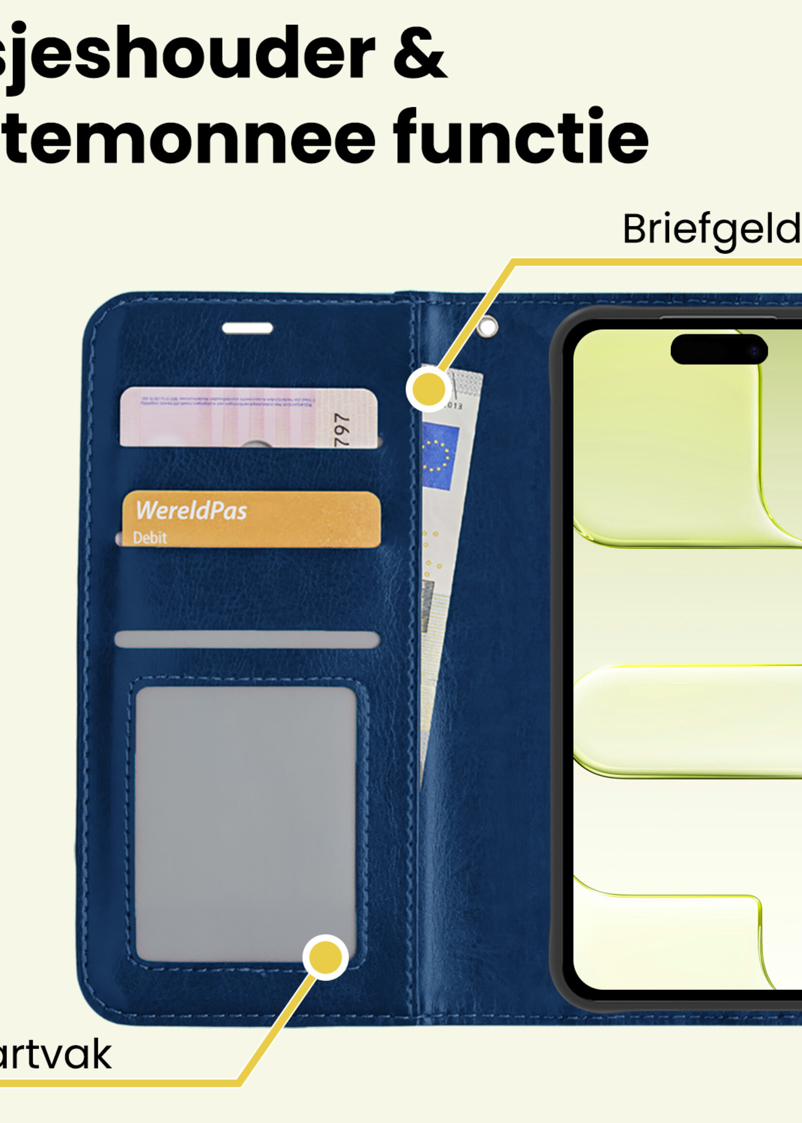 LUQ LUQ iPhone Air Hoesje Bookcase Met 2x Screenprotector - Donkerblauw