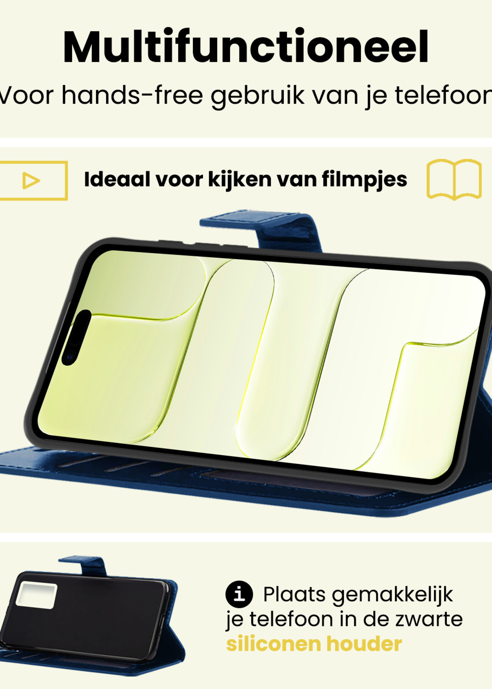 LUQ LUQ iPhone Air Hoesje Bookcase Met 2x Screenprotector - Donkerblauw