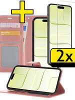 LUQ LUQ iPhone Air Hoesje Bookcase Met 2x Screenprotector - Rose Goud
