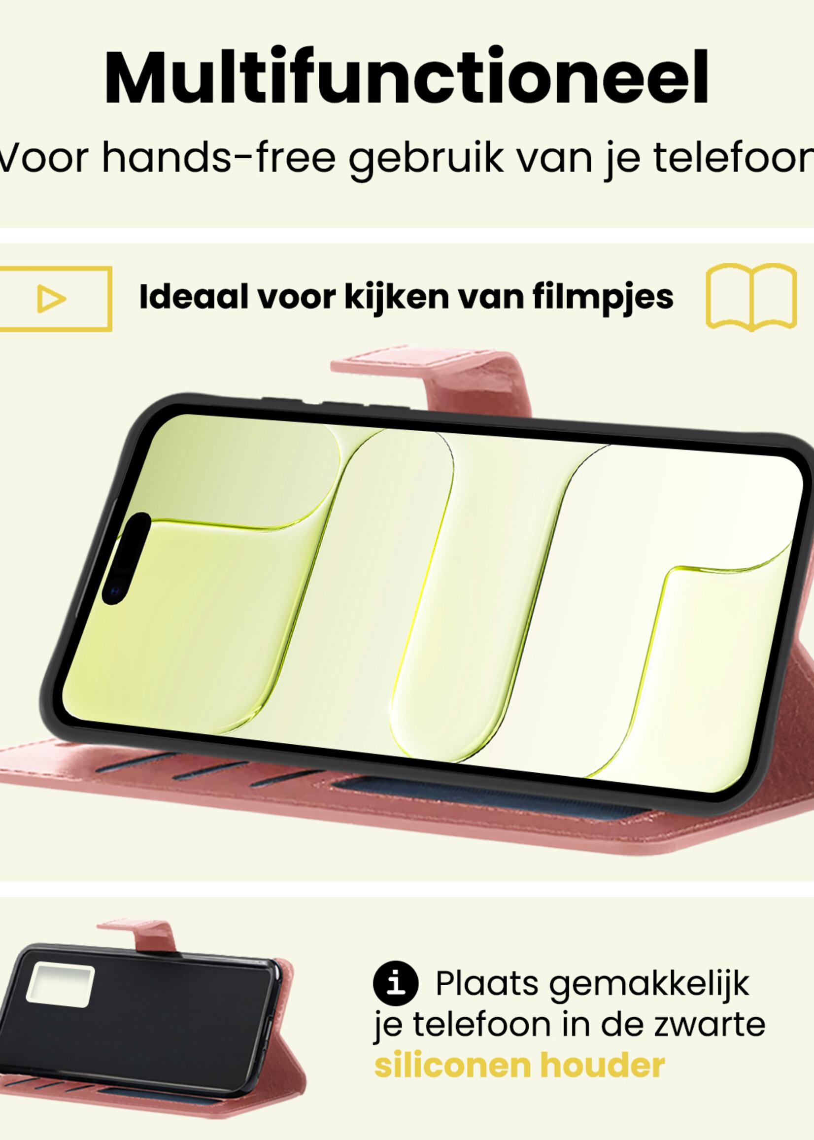 LUQ LUQ iPhone Air Hoesje Bookcase Met 2x Screenprotector - Rose Goud