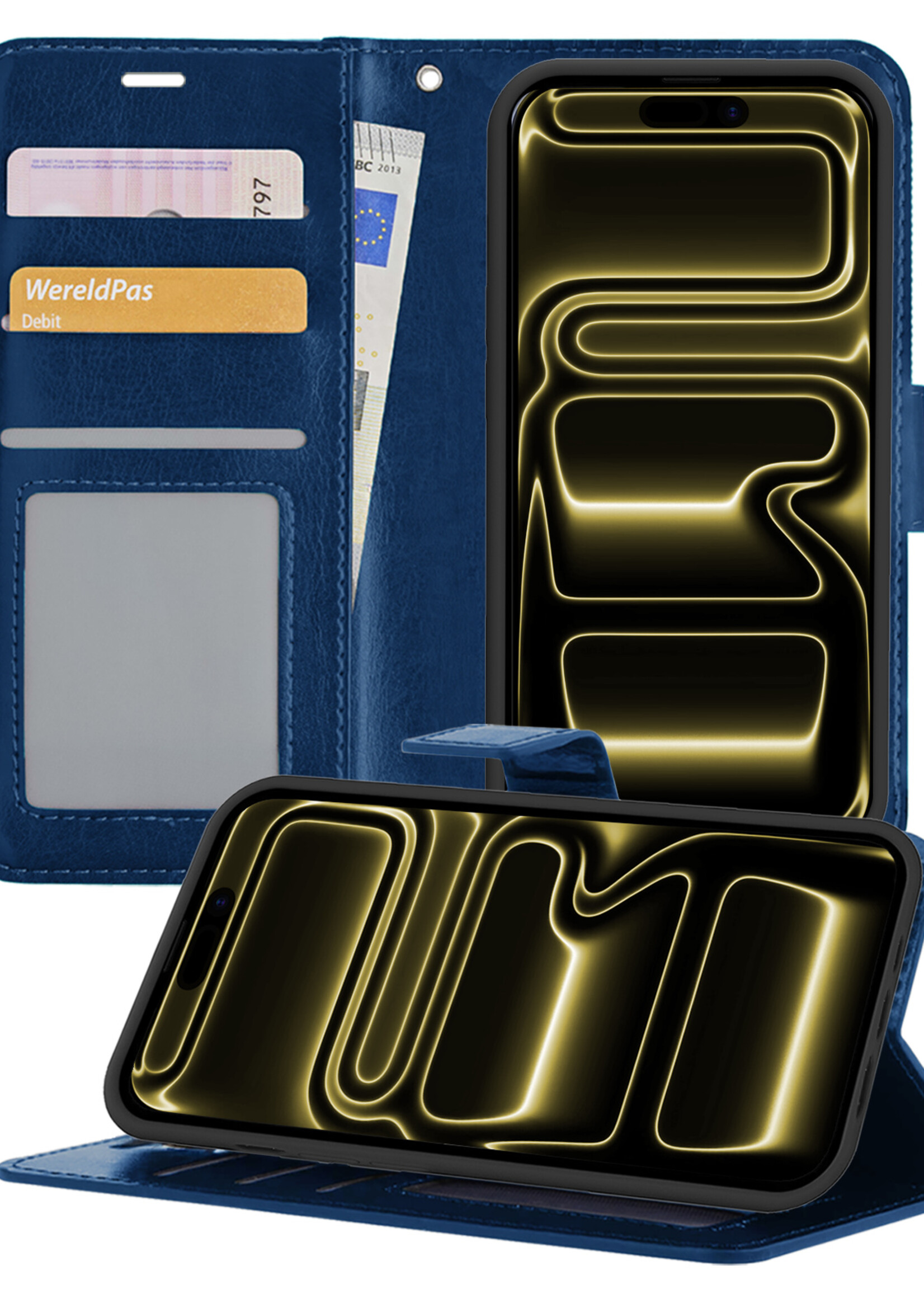 LUQ LUQ iPhone 17 Pro Hoesje Bookcase - Donkerblauw