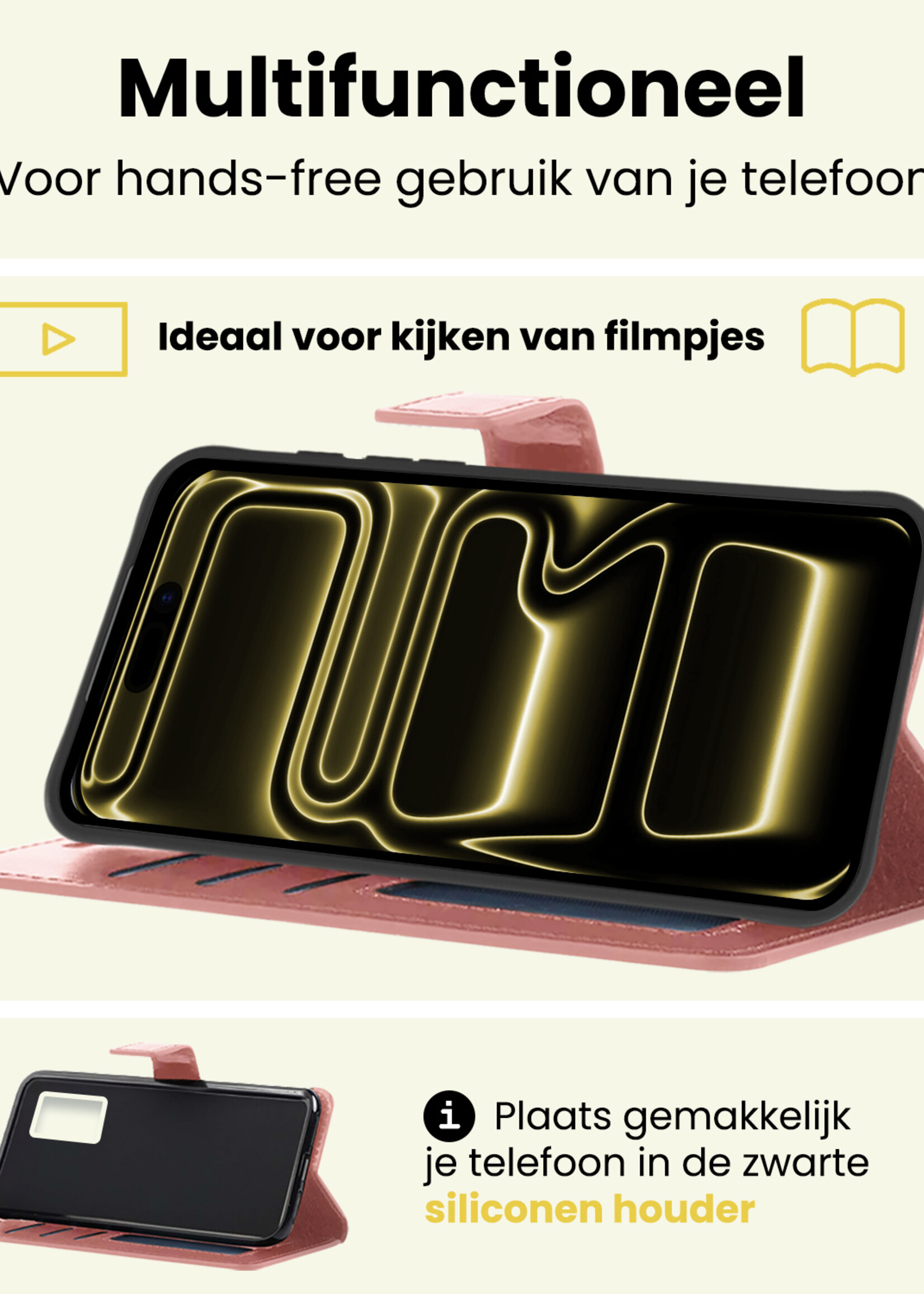 LUQ LUQ iPhone 17 Pro Hoesje Bookcase - Rose Goud