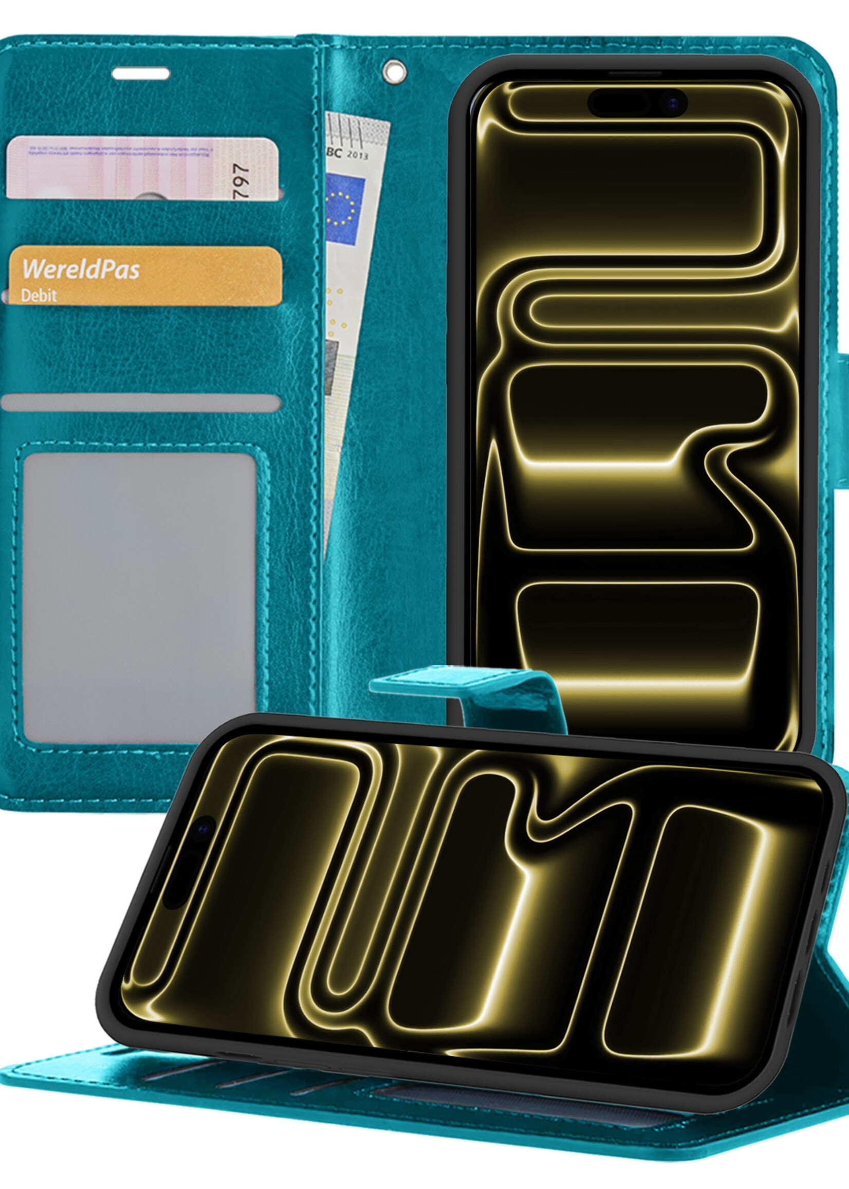 LUQ LUQ iPhone 17 Pro Hoesje Bookcase - Turquoise