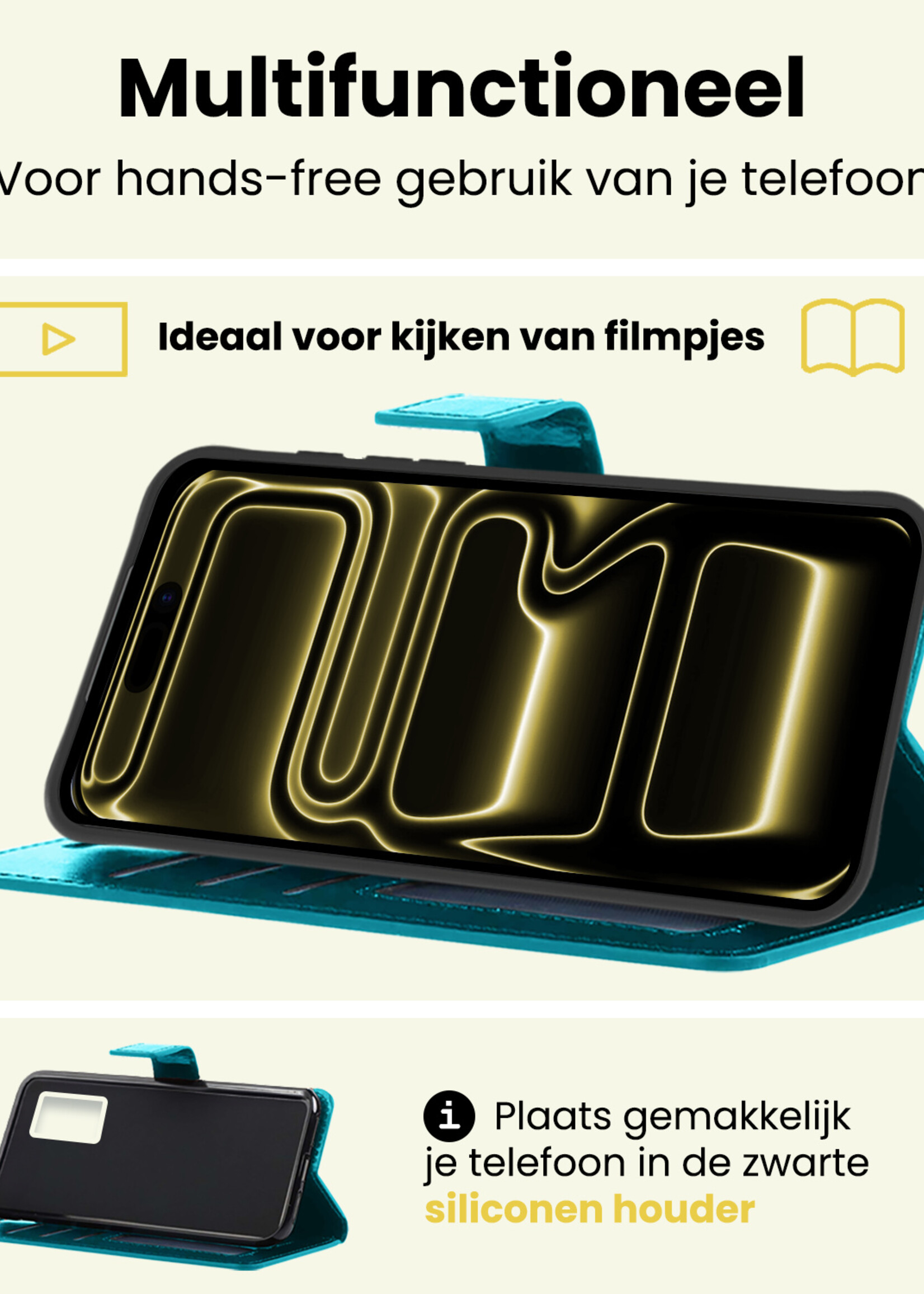 LUQ LUQ iPhone 17 Pro Hoesje Bookcase - Turquoise