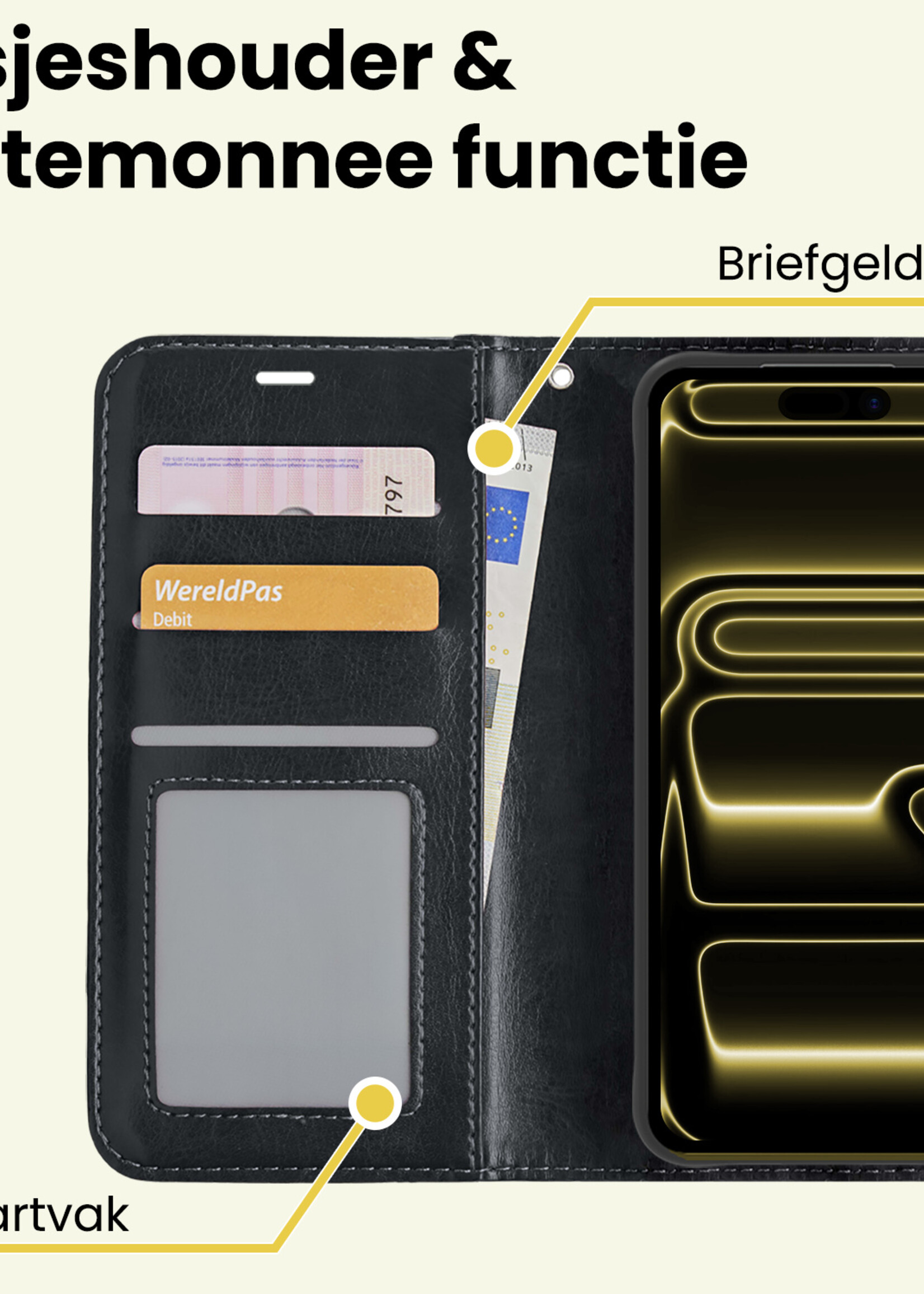 LUQ LUQ iPhone 17 Pro Hoesje Bookcase - Zwart