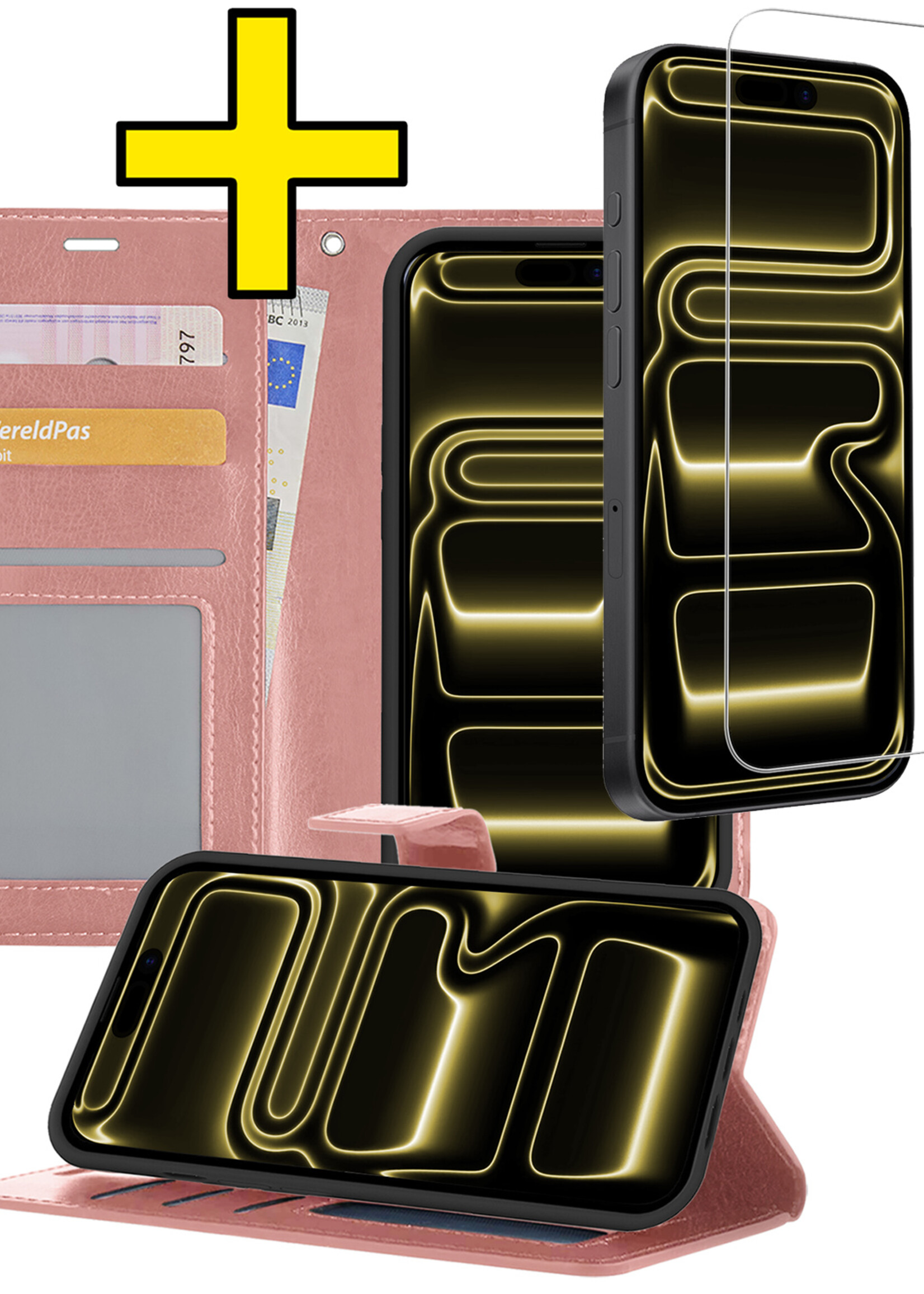 LUQ LUQ iPhone 17 Pro Hoesje Bookcase Met Screenprotector - Rose Goud