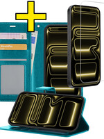 LUQ LUQ iPhone 17 Pro Hoesje Bookcase Met Screenprotector - Turquoise