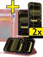 LUQ LUQ iPhone 17 Pro Hoesje Bookcase Met 2x Screenprotector - Rose Goud