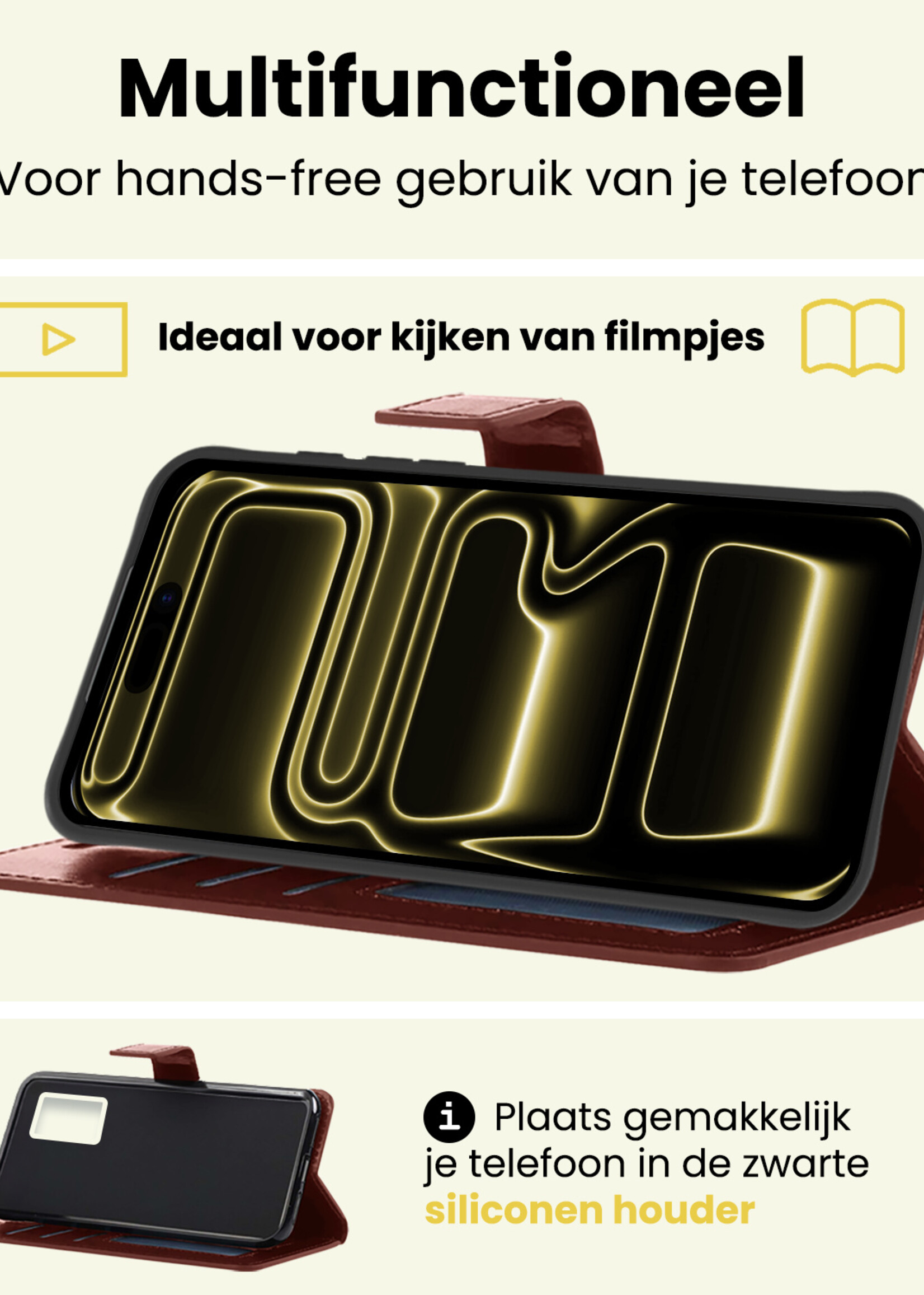 LUQ LUQ iPhone 17 Pro Max Hoesje Bookcase - Bruin