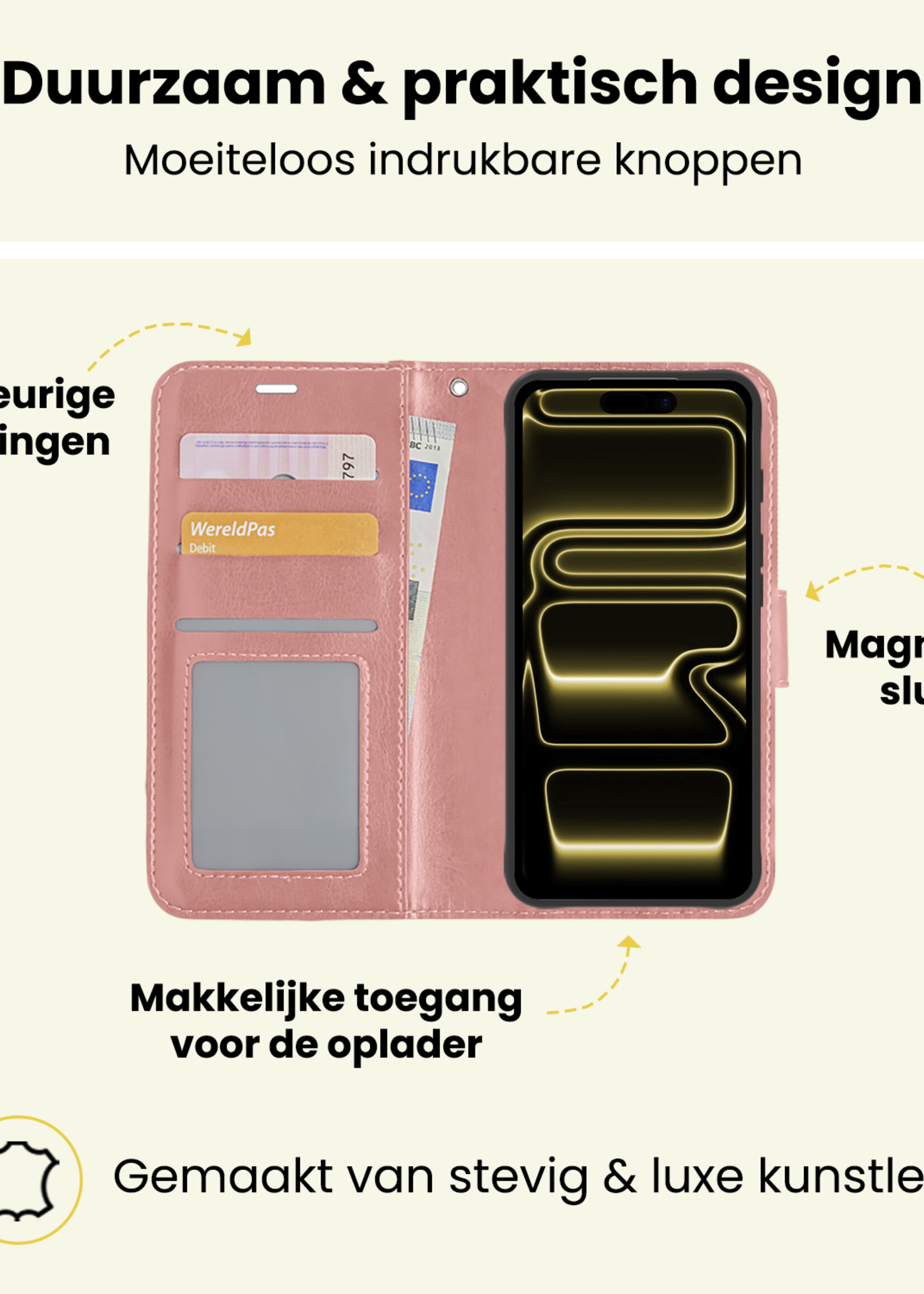 LUQ LUQ iPhone 17 Pro Max Hoesje Bookcase - Rose Goud