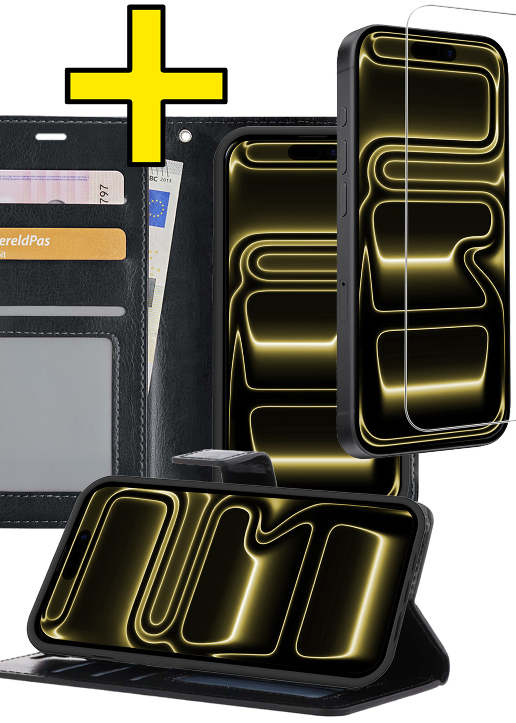 LUQ LUQ iPhone 17 Pro Max Hoesje Bookcase Met Screenprotector - Zwart