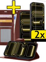 LUQ LUQ iPhone 17 Pro Max Hoesje Bookcase Met 2x Screenprotector - Bruin