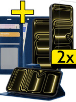 LUQ LUQ iPhone 17 Pro Max Hoesje Bookcase Met 2x Screenprotector - Donkerblauw