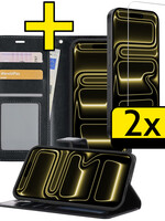 LUQ LUQ iPhone 17 Pro Max Hoesje Bookcase Met 2x Screenprotector - Zwart