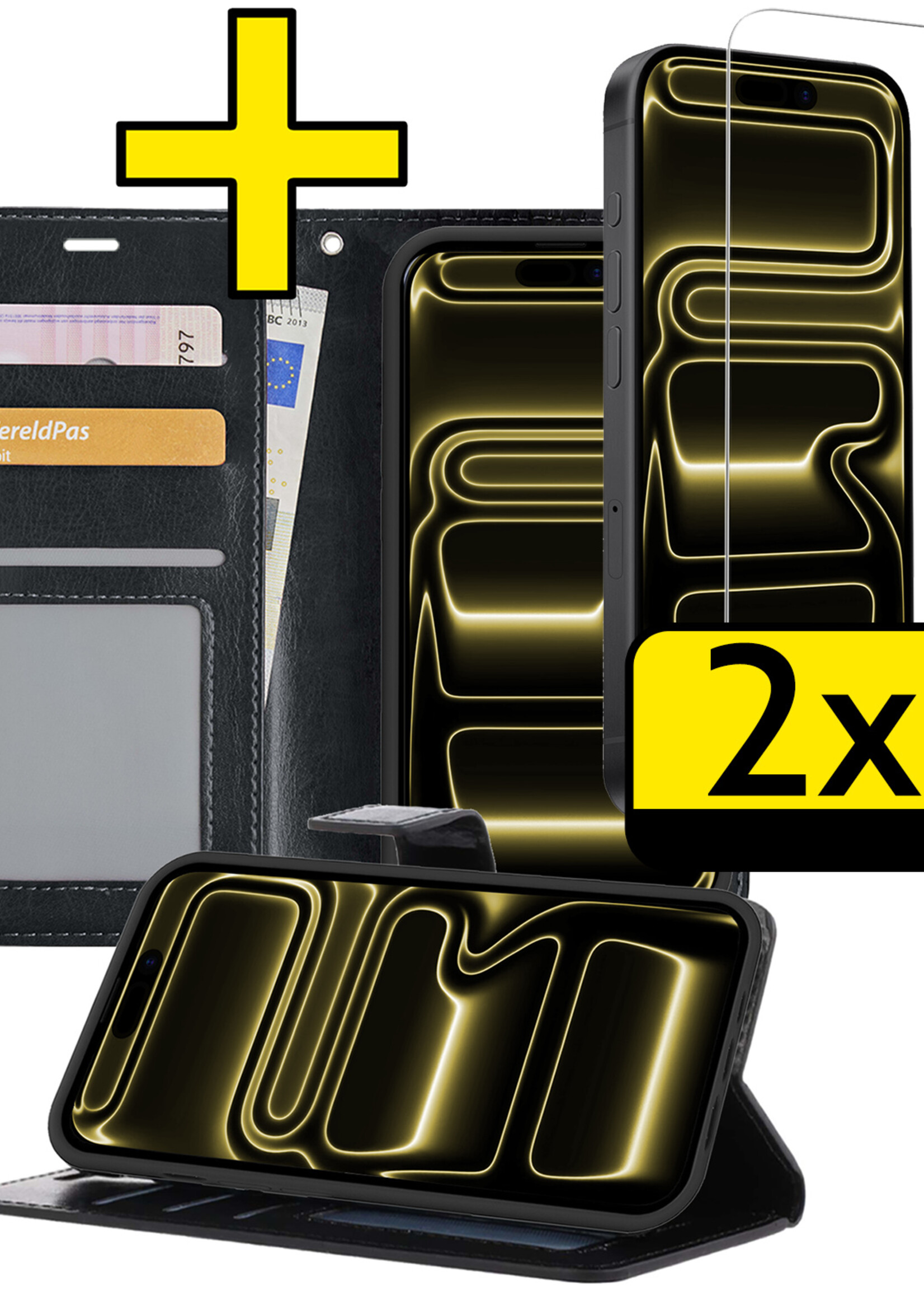 LUQ LUQ iPhone 17 Pro Max Hoesje Bookcase Met 2x Screenprotector - Zwart