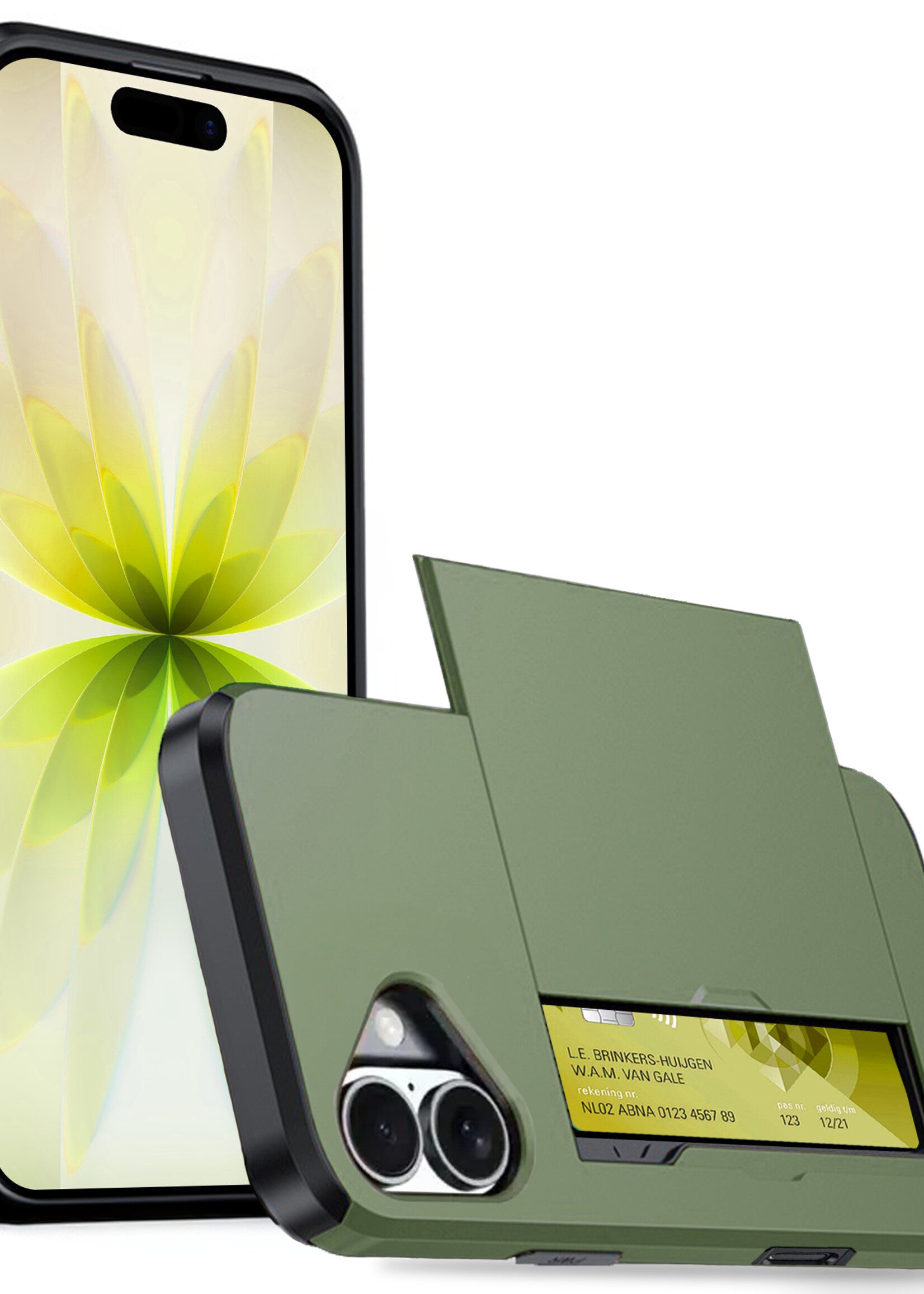 LUQ LUQ iPhone 17 Hoesje Pashouder Hard - Donker Groen