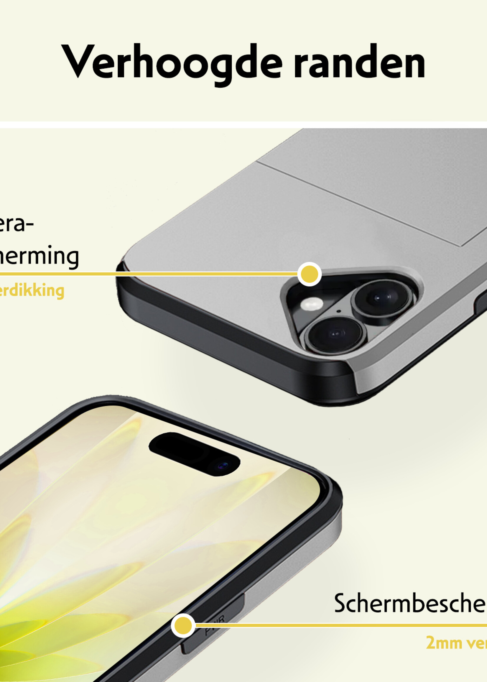 LUQ LUQ iPhone 17 Hoesje Pashouder Hard - Grijs