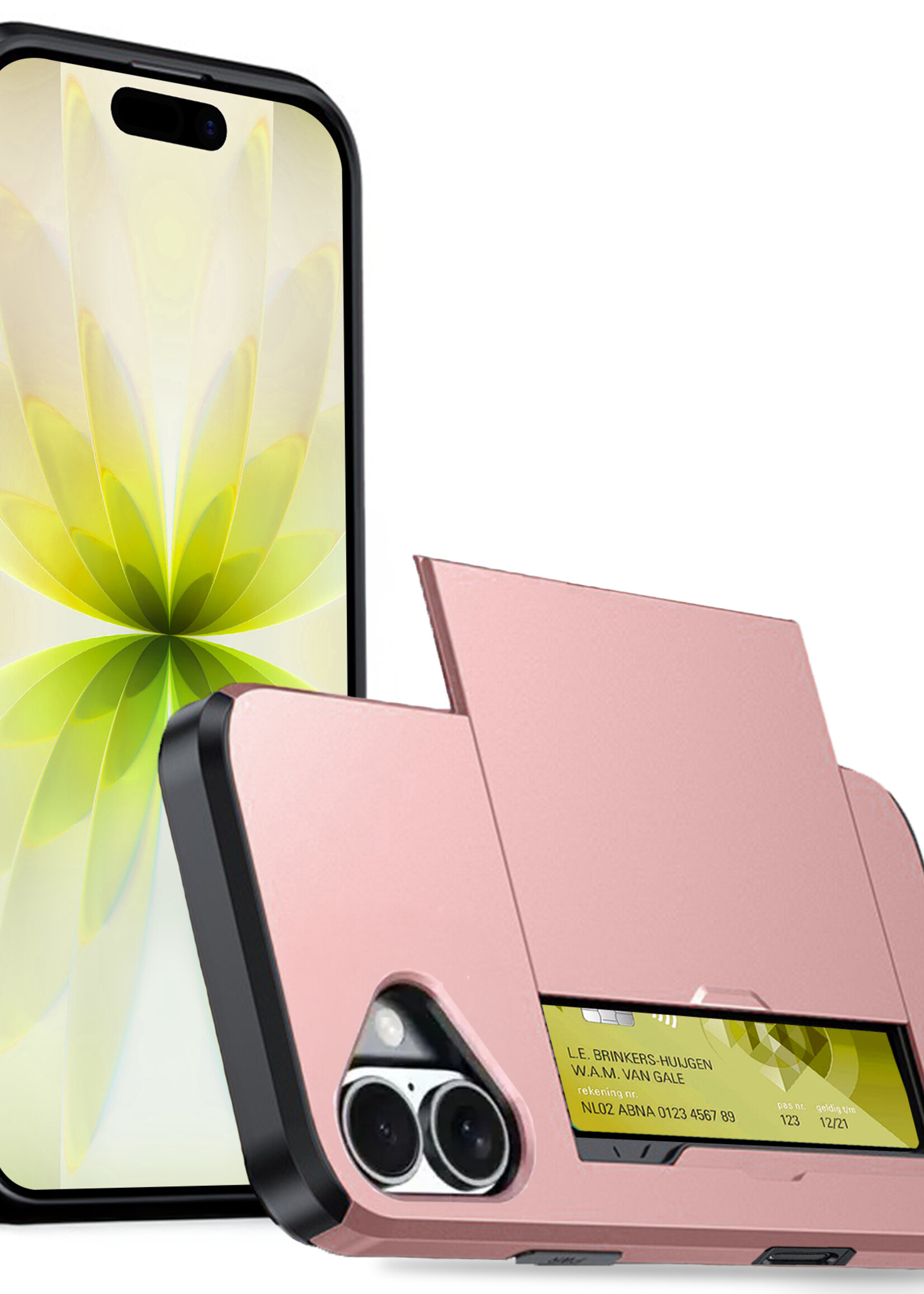 LUQ LUQ iPhone 17 Hoesje Pashouder Hard - Rosé Goud