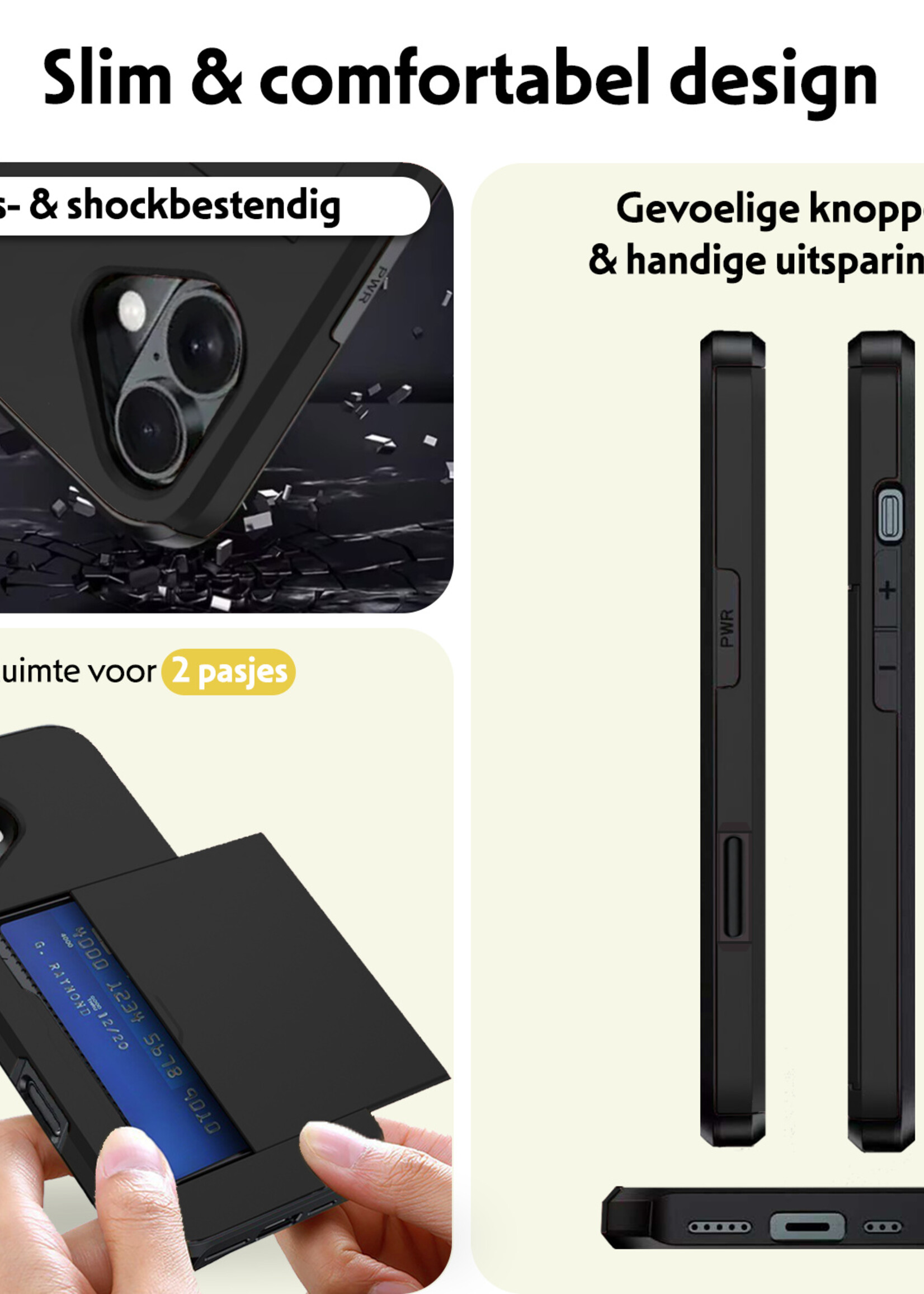 LUQ LUQ iPhone 17 Hoesje Pashouder Hard - Zwart