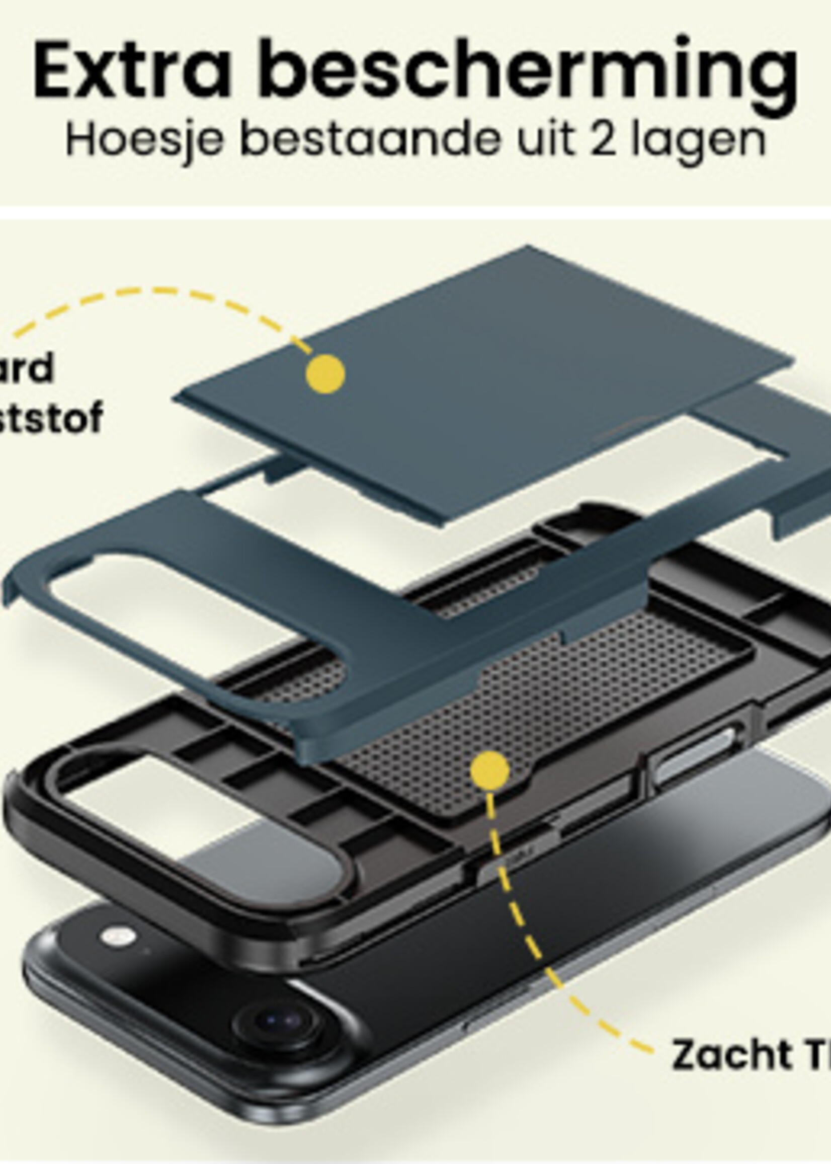 LUQ LUQ iPhone Air Hoesje Pashouder Hard - Donker Blauw