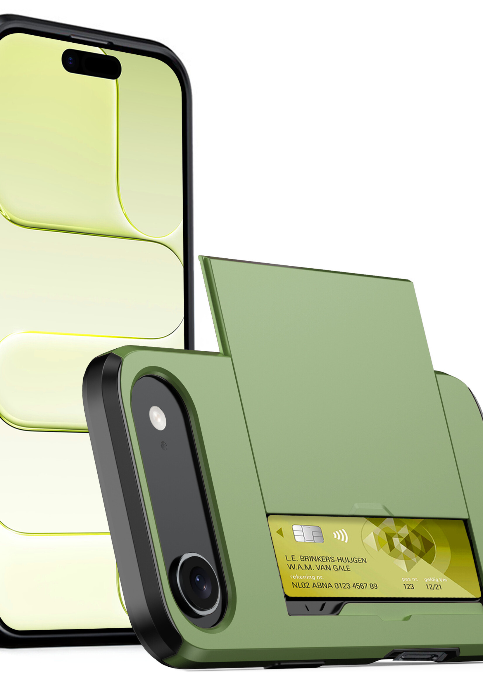 LUQ LUQ iPhone Air Hoesje Pashouder Hard - Donker Groen