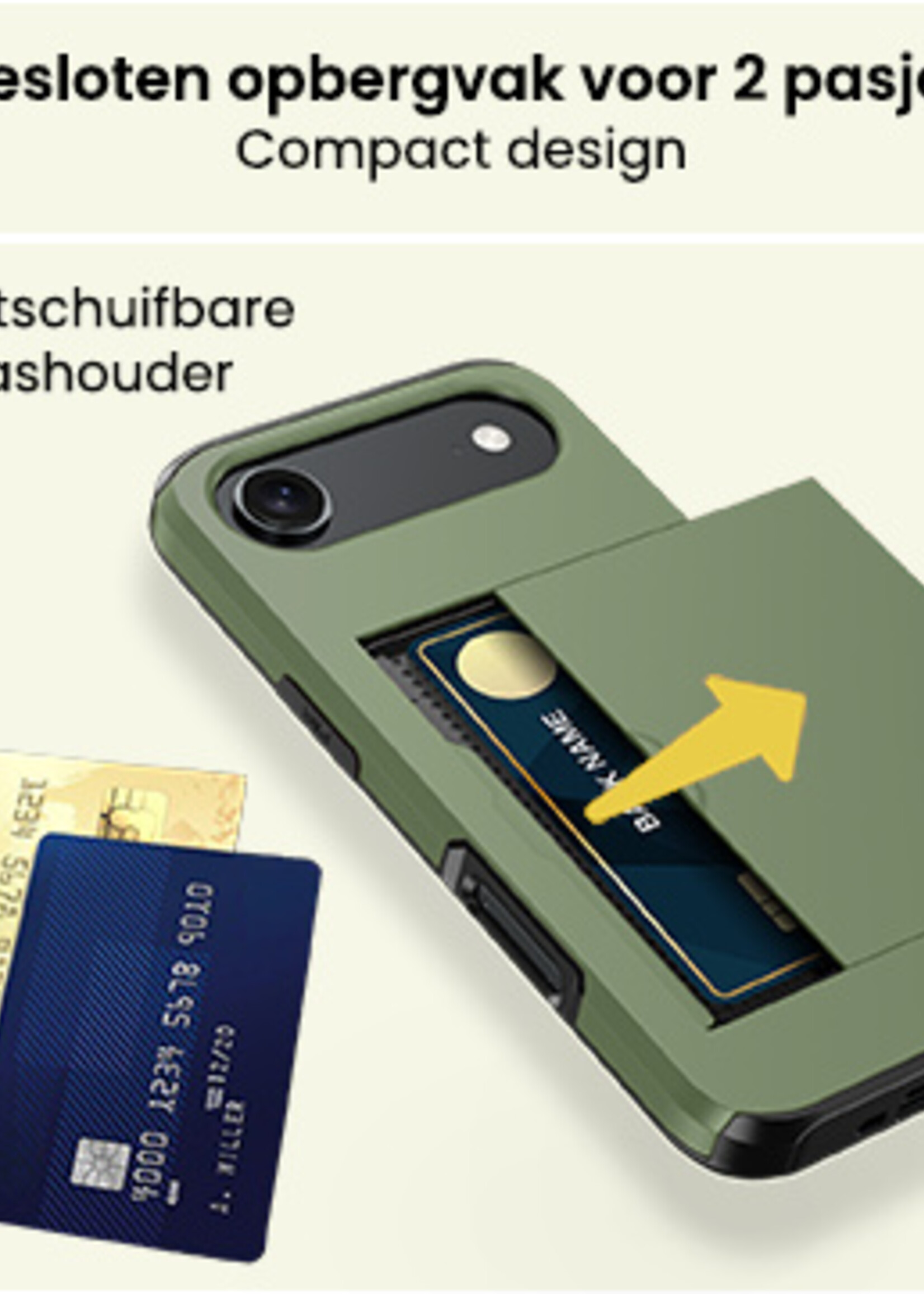 LUQ LUQ iPhone Air Hoesje Pashouder Hard - Donker Groen