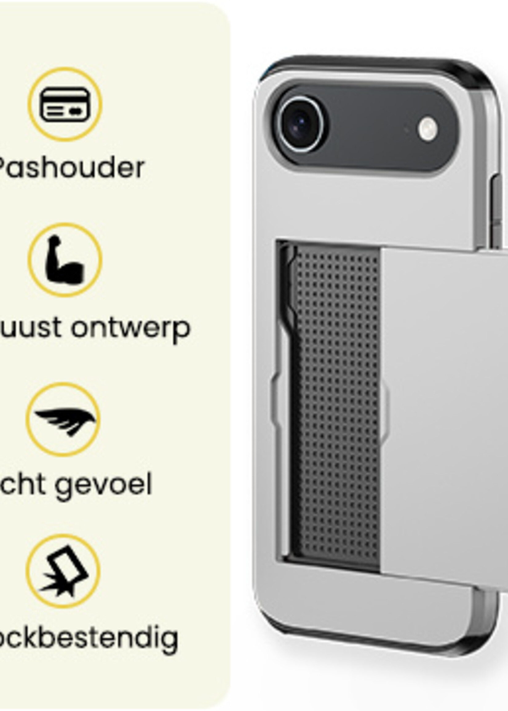 LUQ LUQ iPhone Air Hoesje Pashouder Hard - Grijs