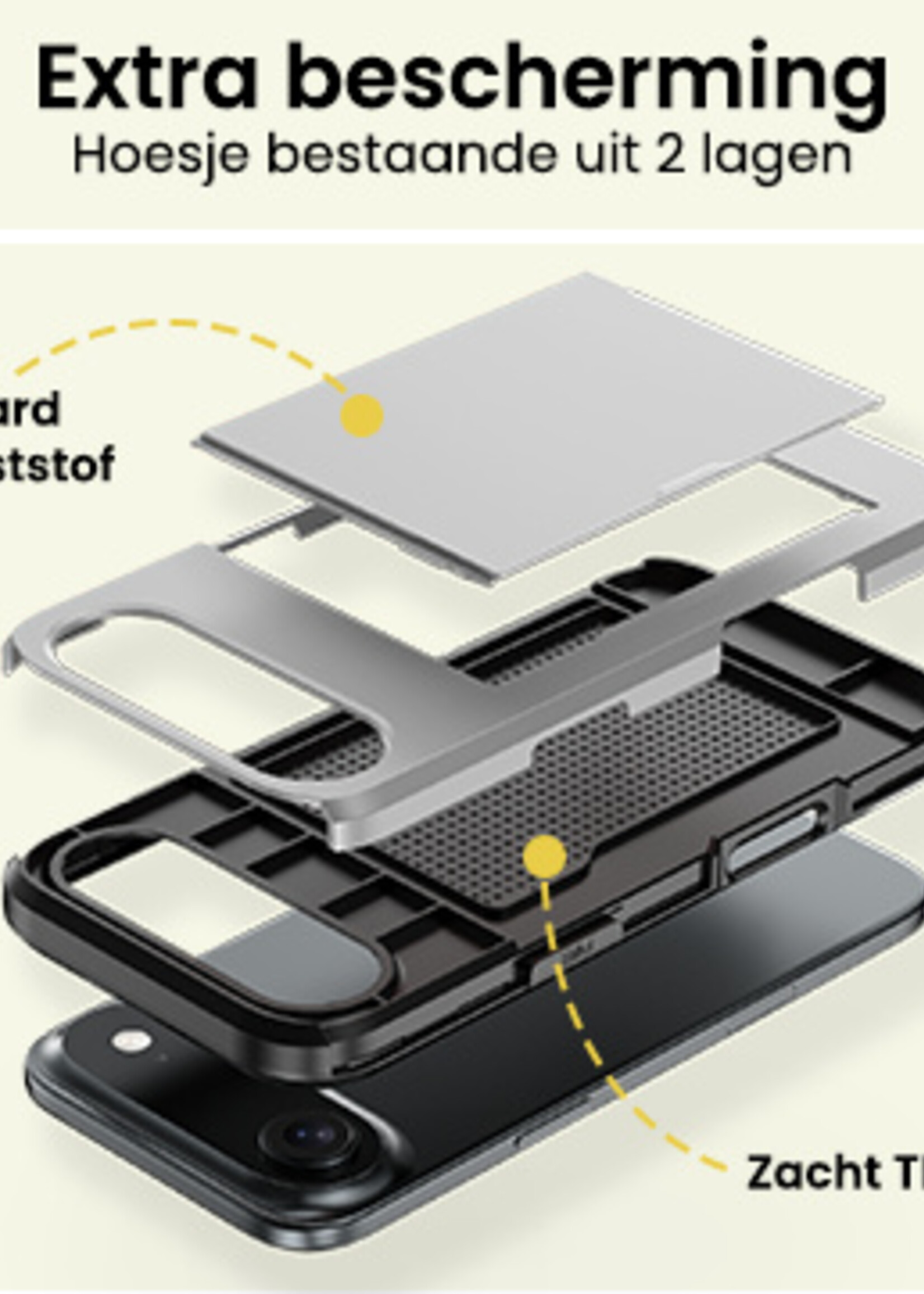 LUQ LUQ iPhone Air Hoesje Pashouder Hard - Grijs