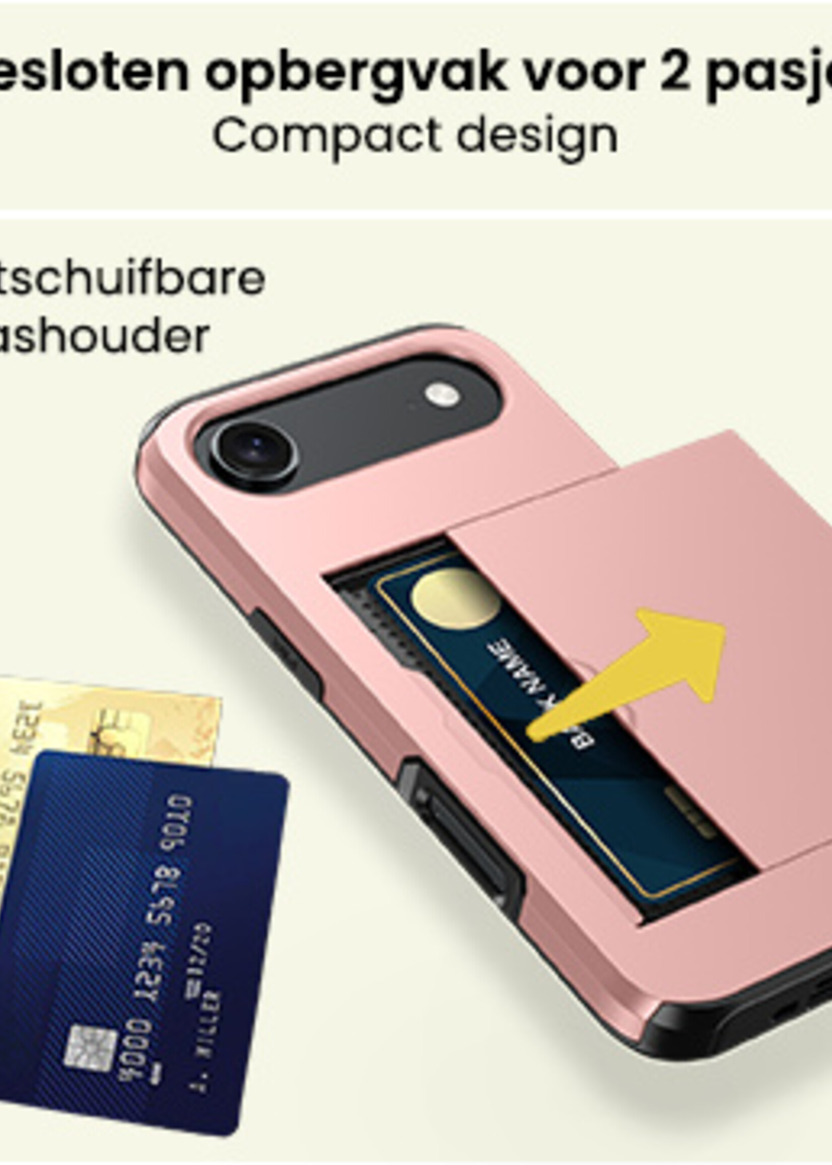 LUQ LUQ iPhone Air Hoesje Pashouder Hard - Rosé Goud