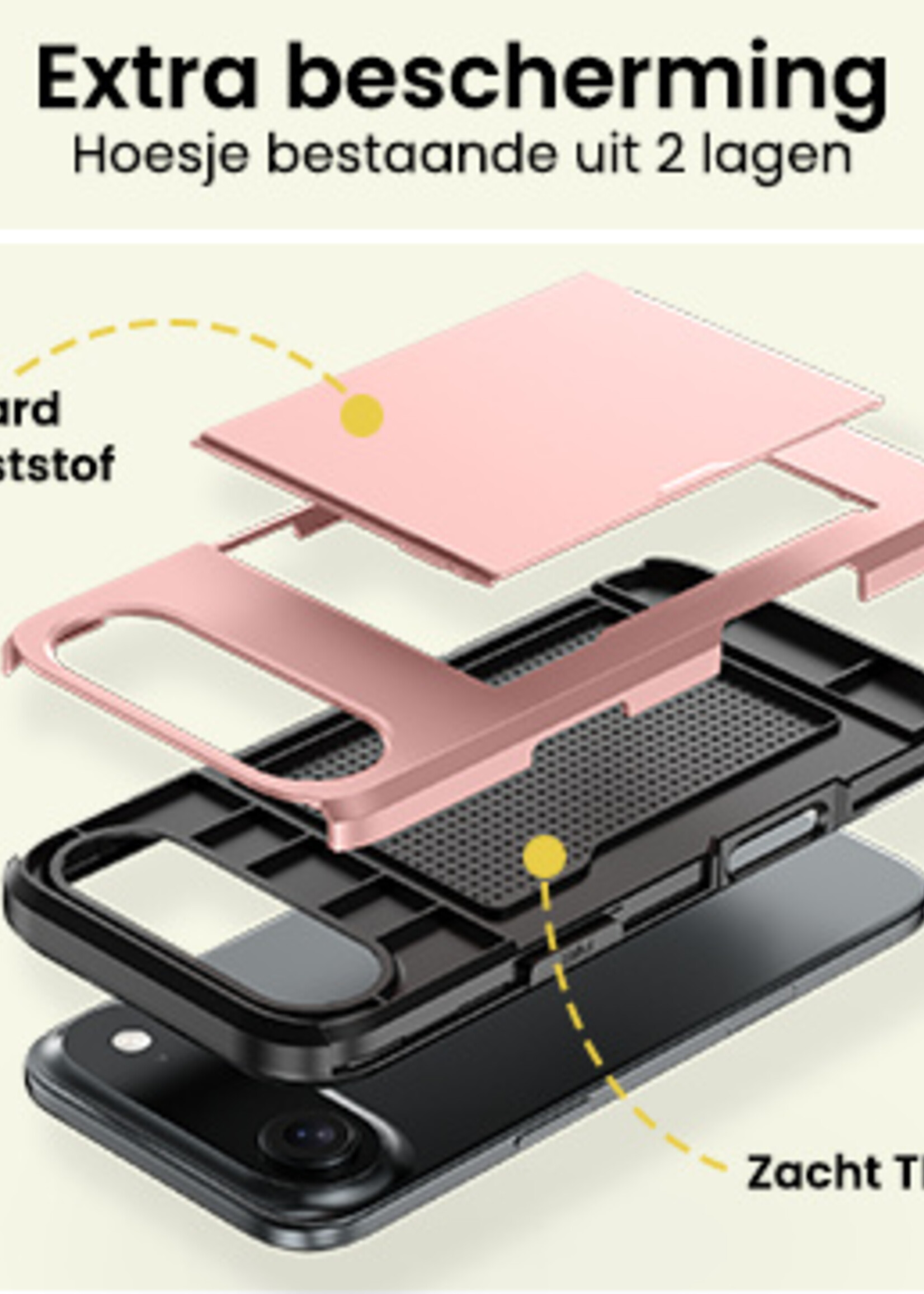 LUQ LUQ iPhone Air Hoesje Pashouder Hard - Rosé Goud