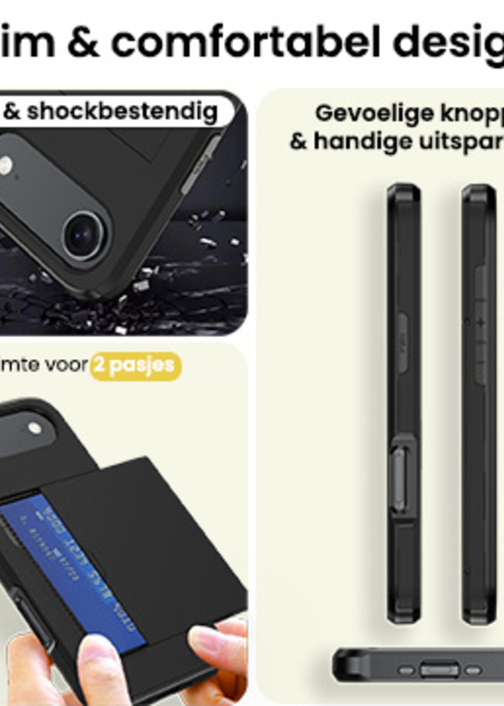 LUQ LUQ iPhone Air Hoesje Pashouder Hard - Zwart