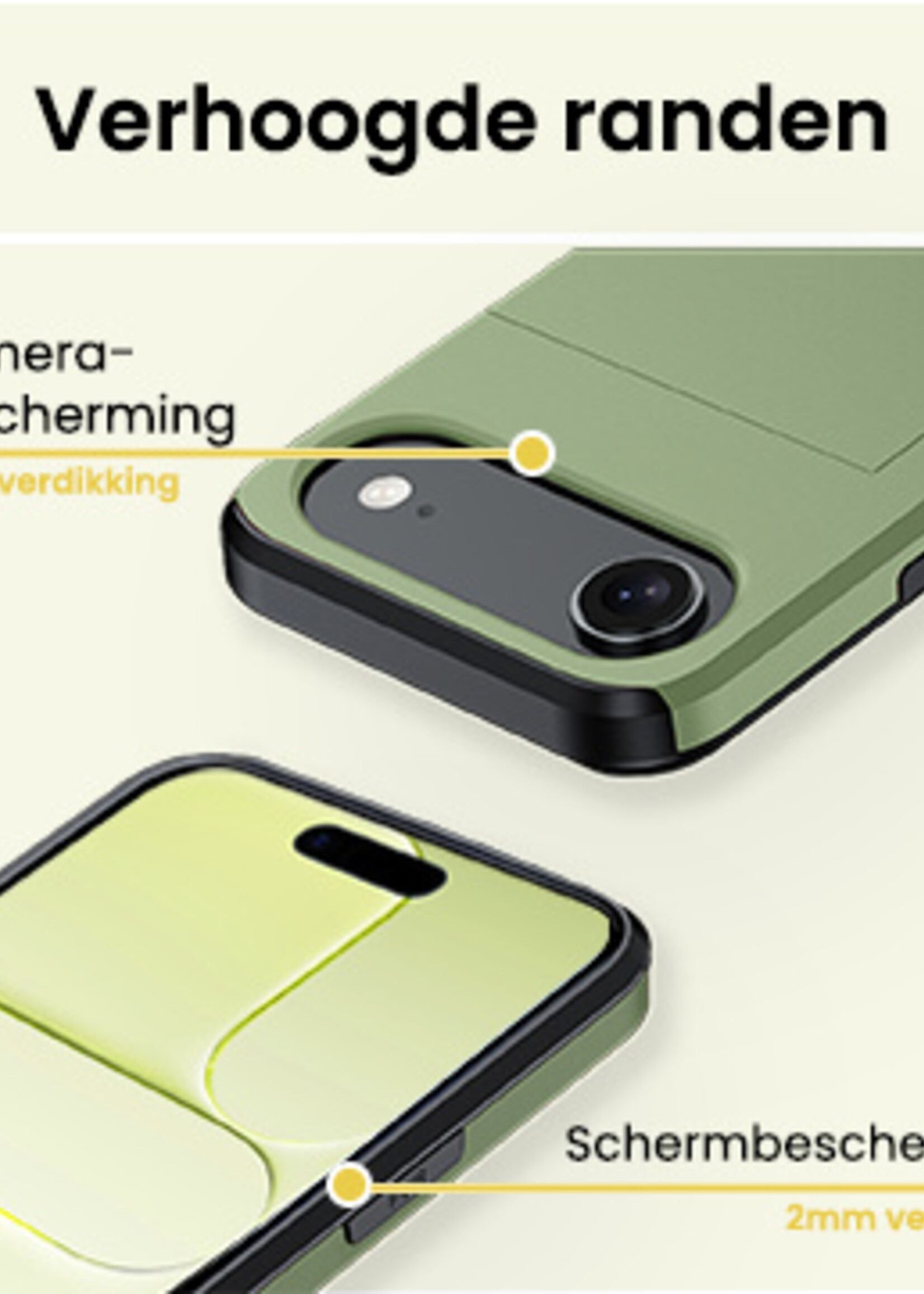 LUQ LUQ iPhone Air Hoesje Pashouder Hard Met Screenprotector - Donker Groen