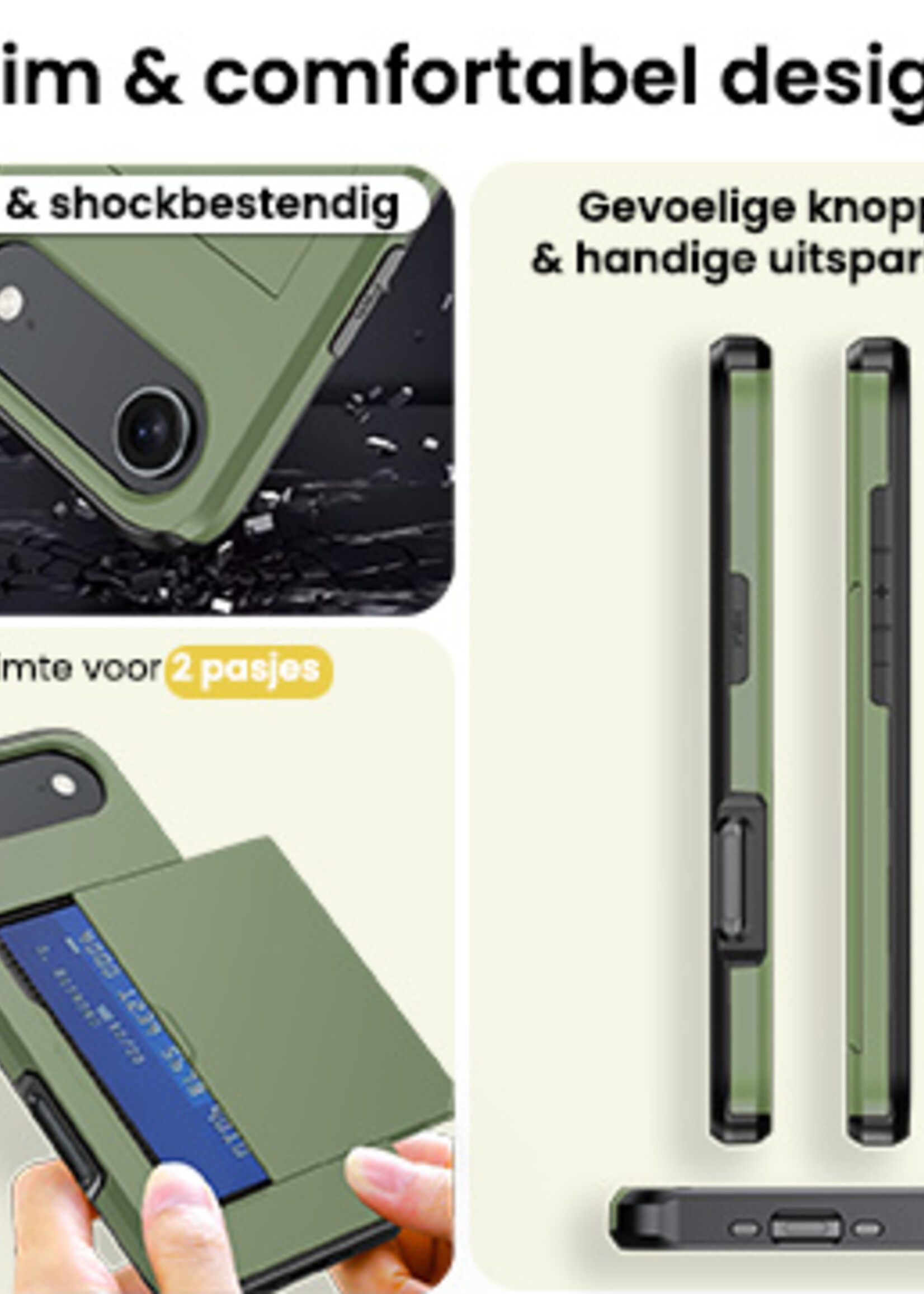 LUQ LUQ iPhone Air Hoesje Pashouder Hard Met Screenprotector - Donker Groen