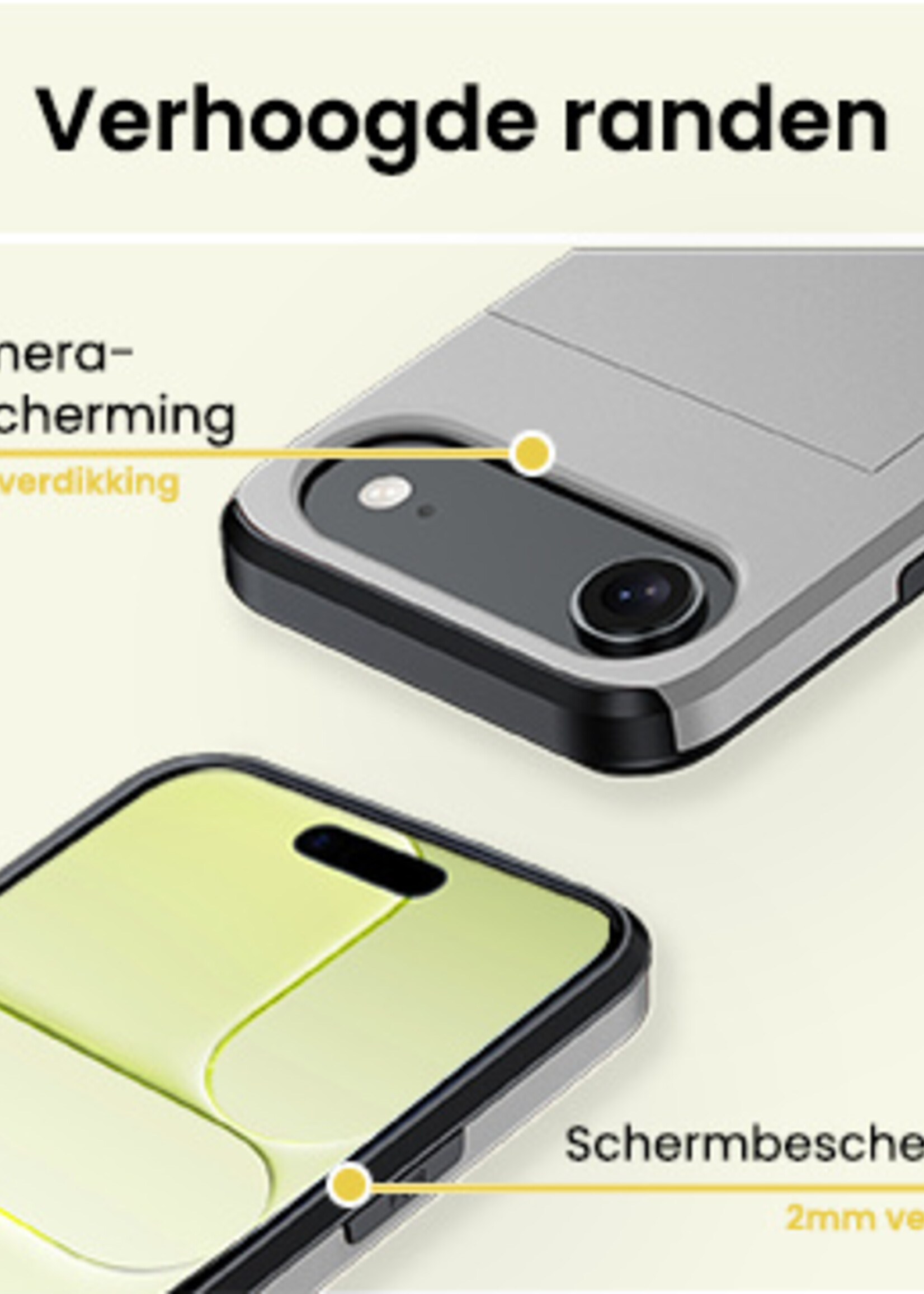 LUQ LUQ iPhone Air Hoesje Pashouder Hard Met Screenprotector - Grijs