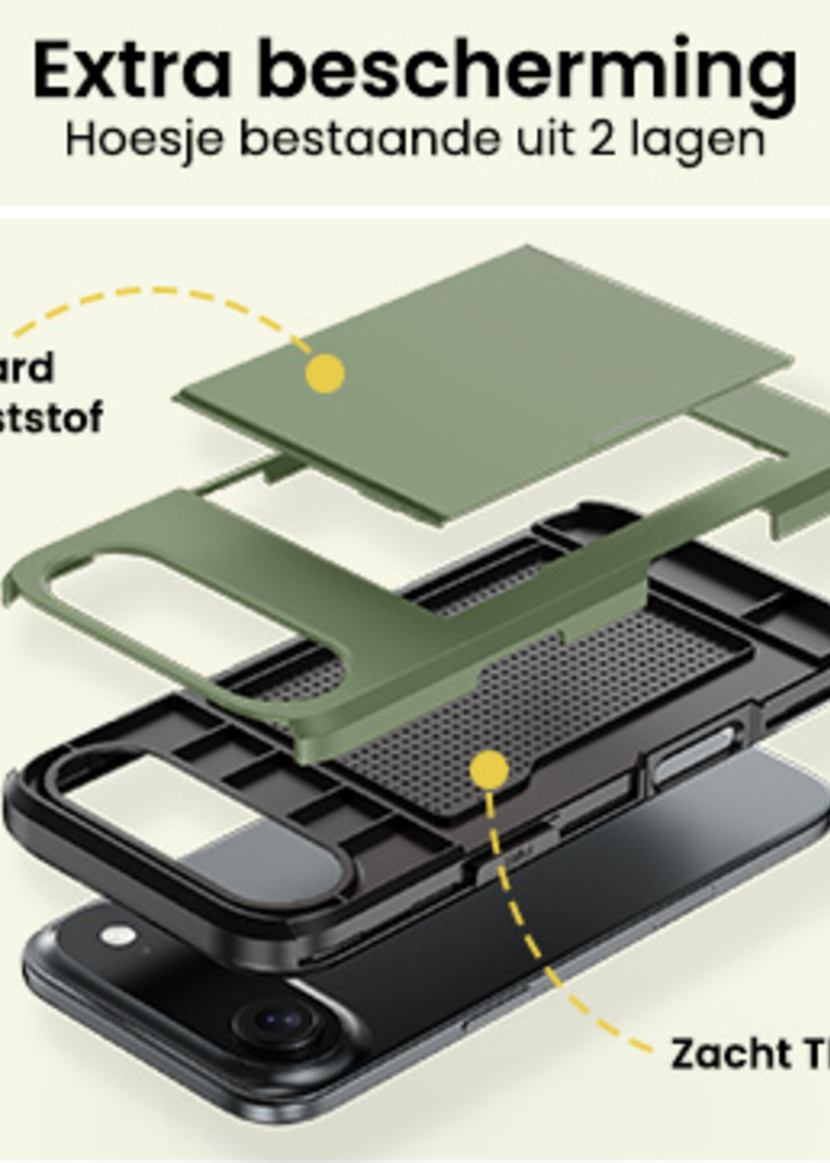 LUQ LUQ iPhone Air Hoesje Pashouder Hard Met 2x Screenprotector - Donker Groen