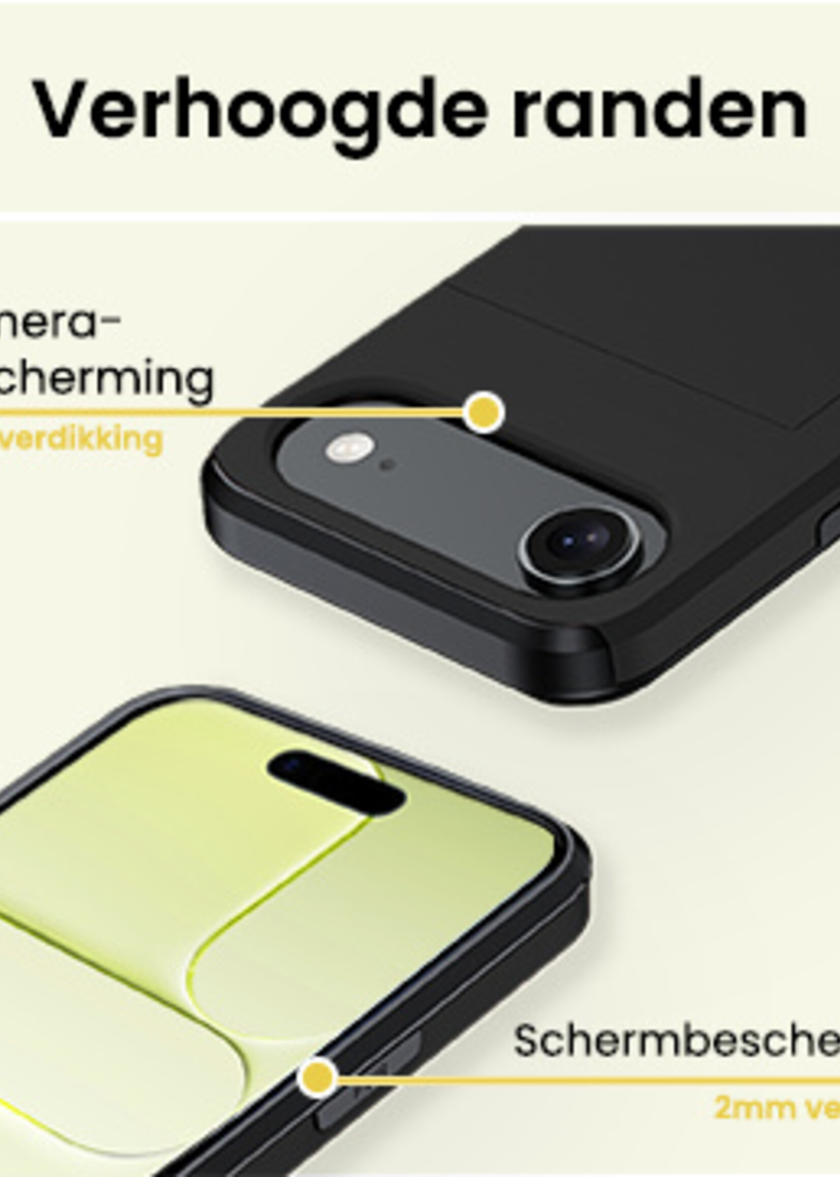 LUQ LUQ iPhone Air Hoesje Pashouder Hard Met 2x Screenprotector - Zwart