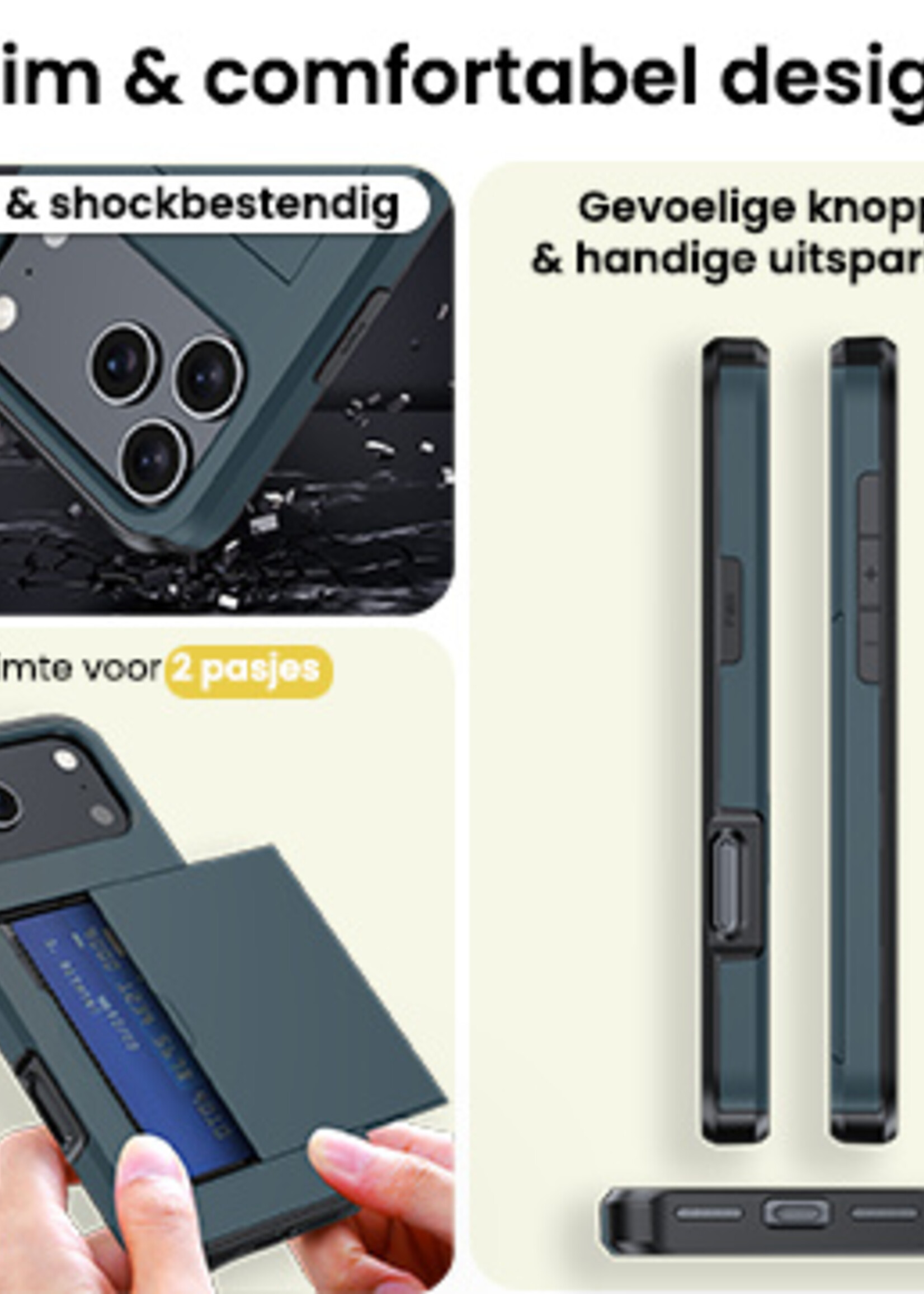 LUQ LUQ iPhone 17 Pro Hoesje Pashouder Hard - Donker Blauw