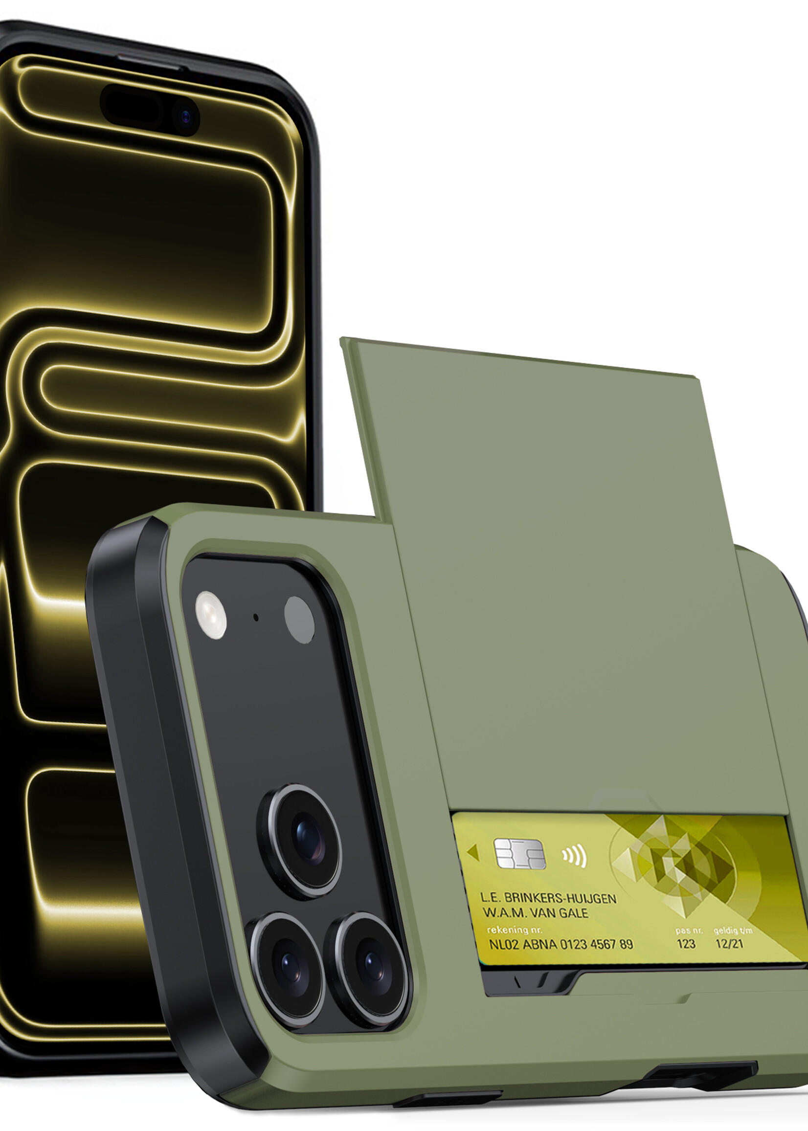 LUQ LUQ iPhone 17 Pro Hoesje Pashouder Hard - Donker Groen