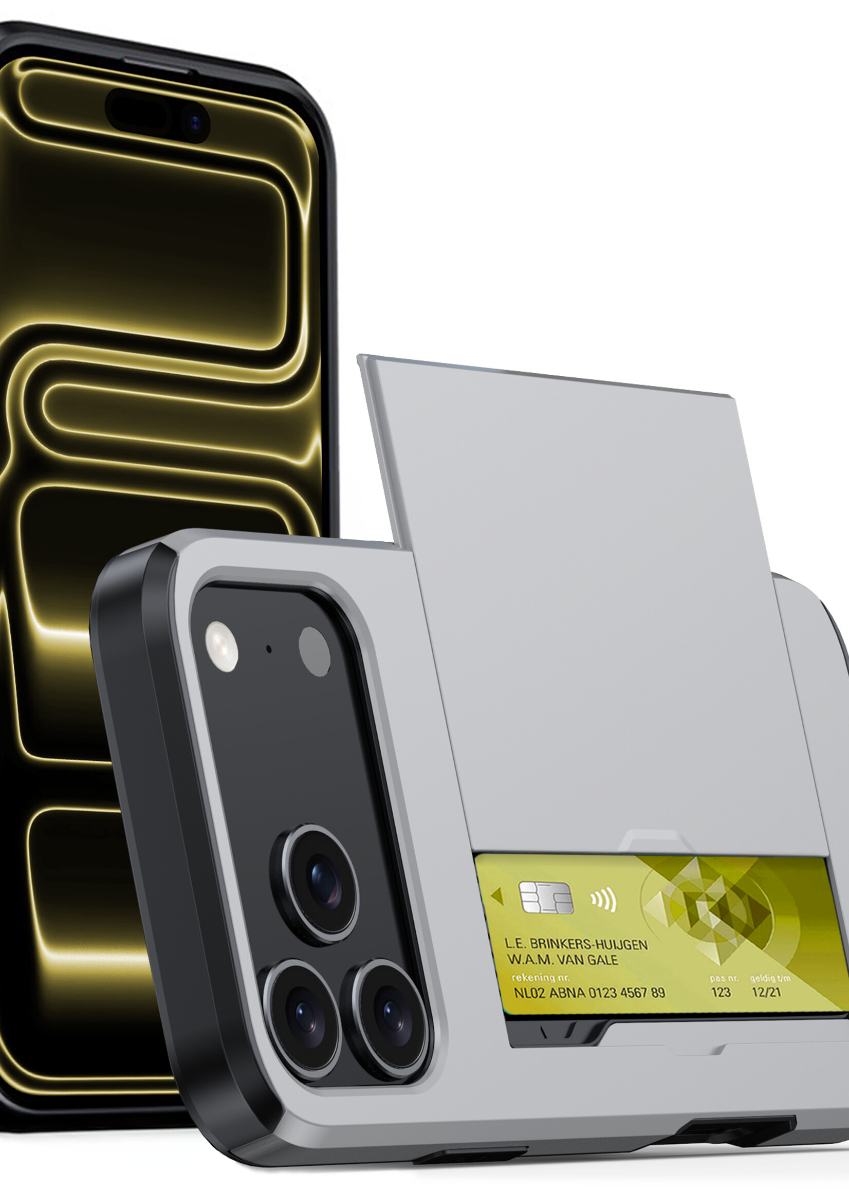 LUQ LUQ iPhone 17 Pro Hoesje Pashouder Hard - Grijs