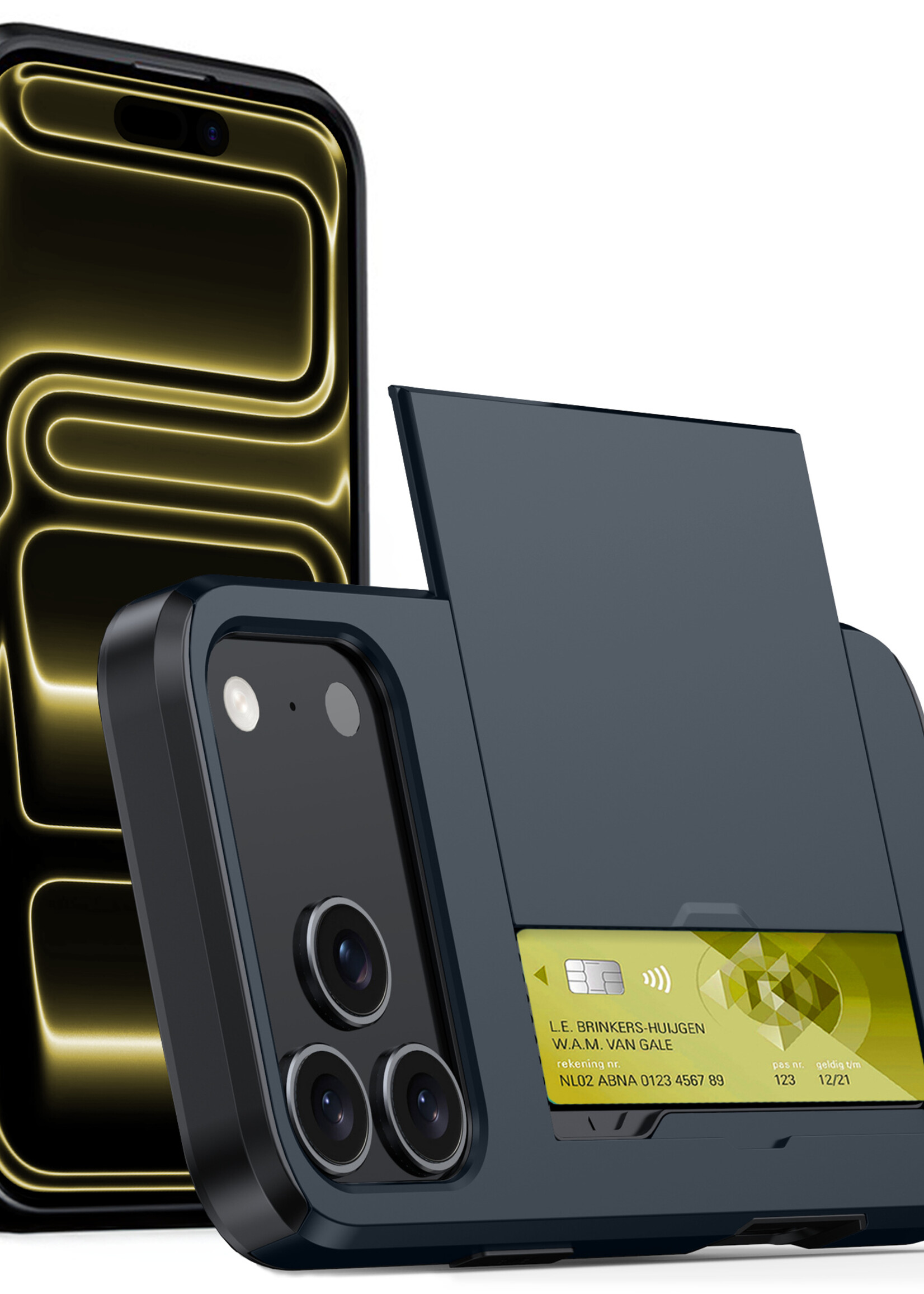 LUQ LUQ iPhone 17 Pro Max Hoesje Pashouder Hard - Donker Blauw