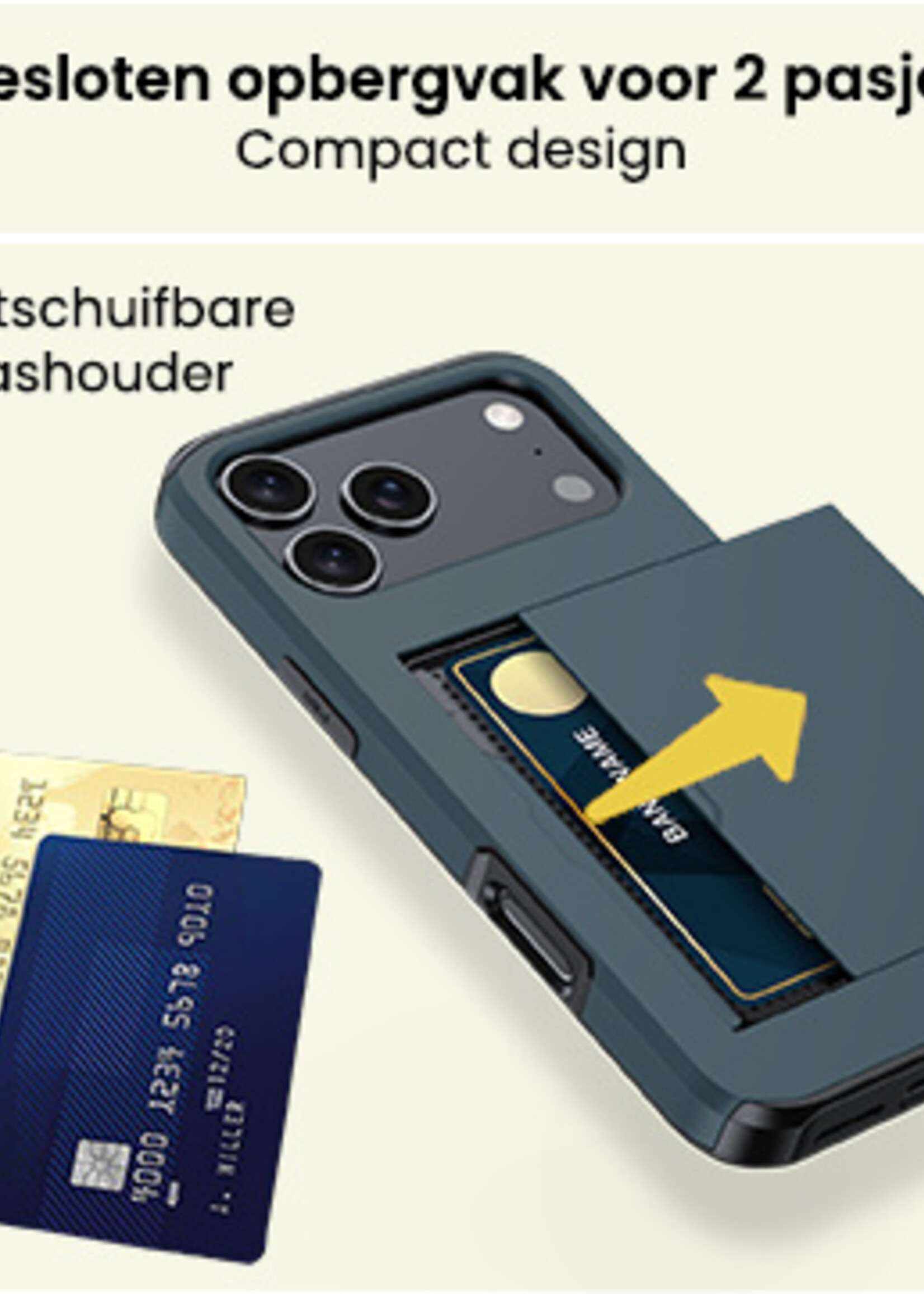 LUQ LUQ iPhone 17 Pro Max Hoesje Pashouder Hard - Donker Blauw