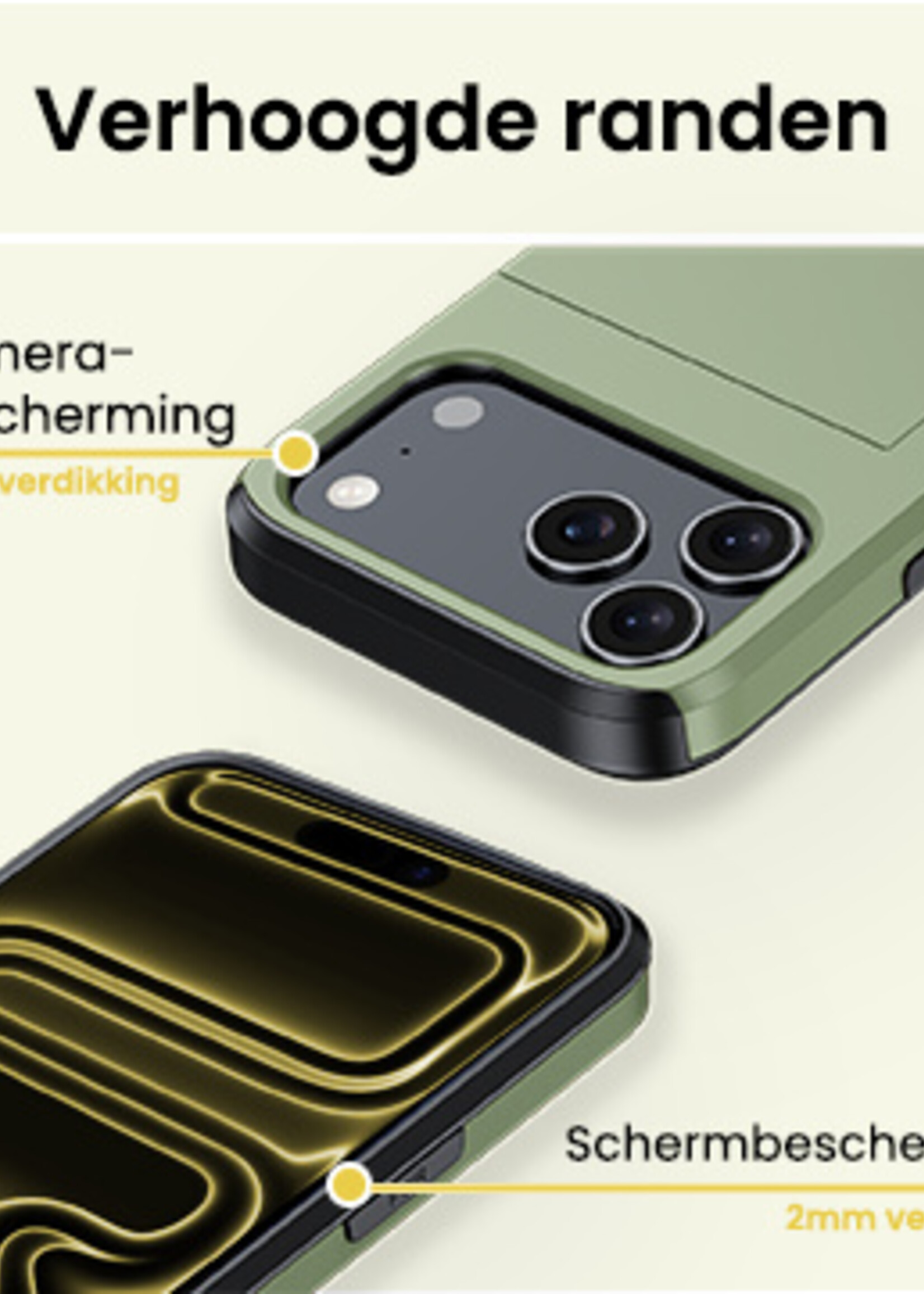 LUQ LUQ iPhone 17 Pro Max Hoesje Pashouder Hard - Donker Groen