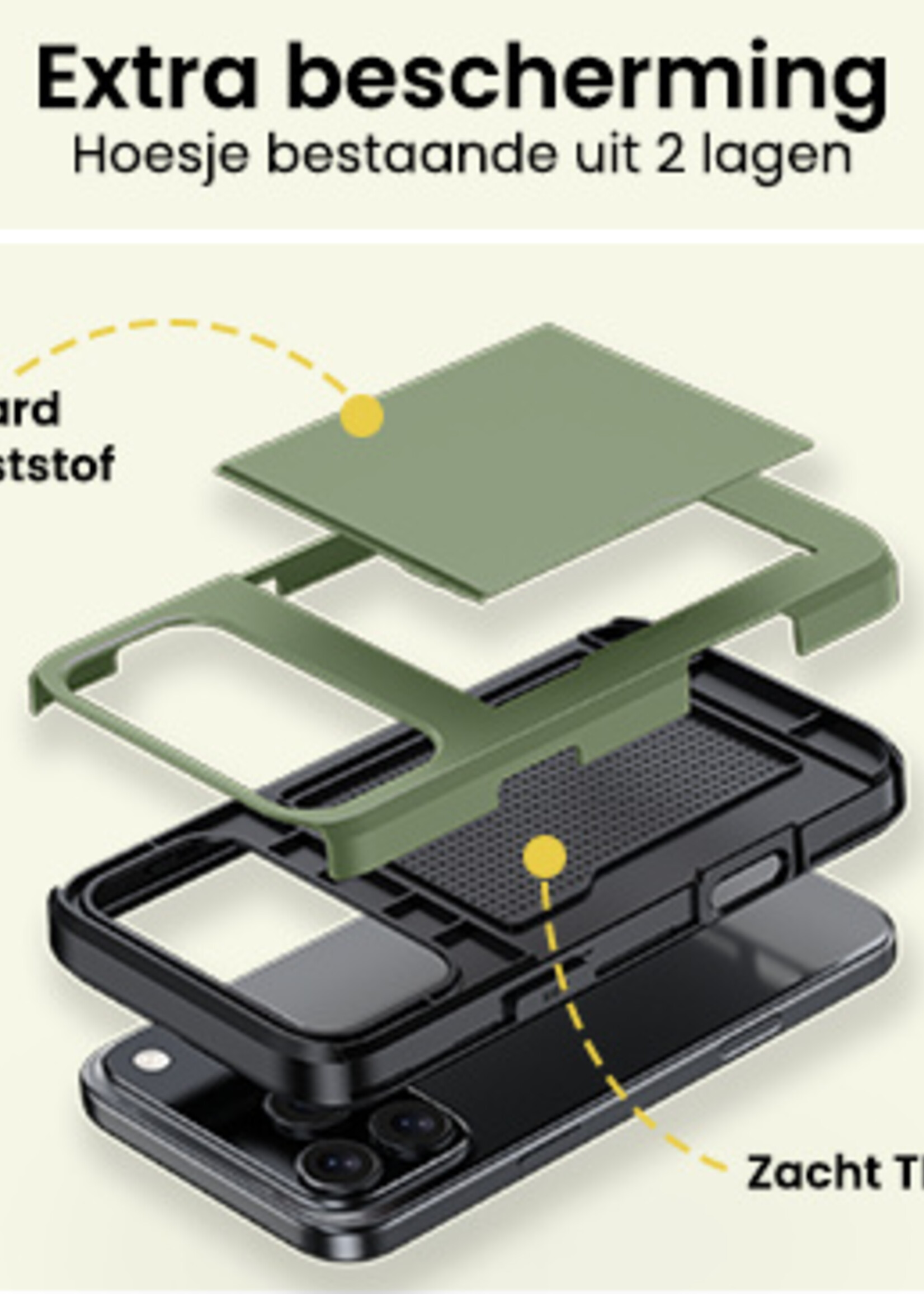 LUQ LUQ iPhone 17 Pro Max Hoesje Pashouder Hard - Donker Groen