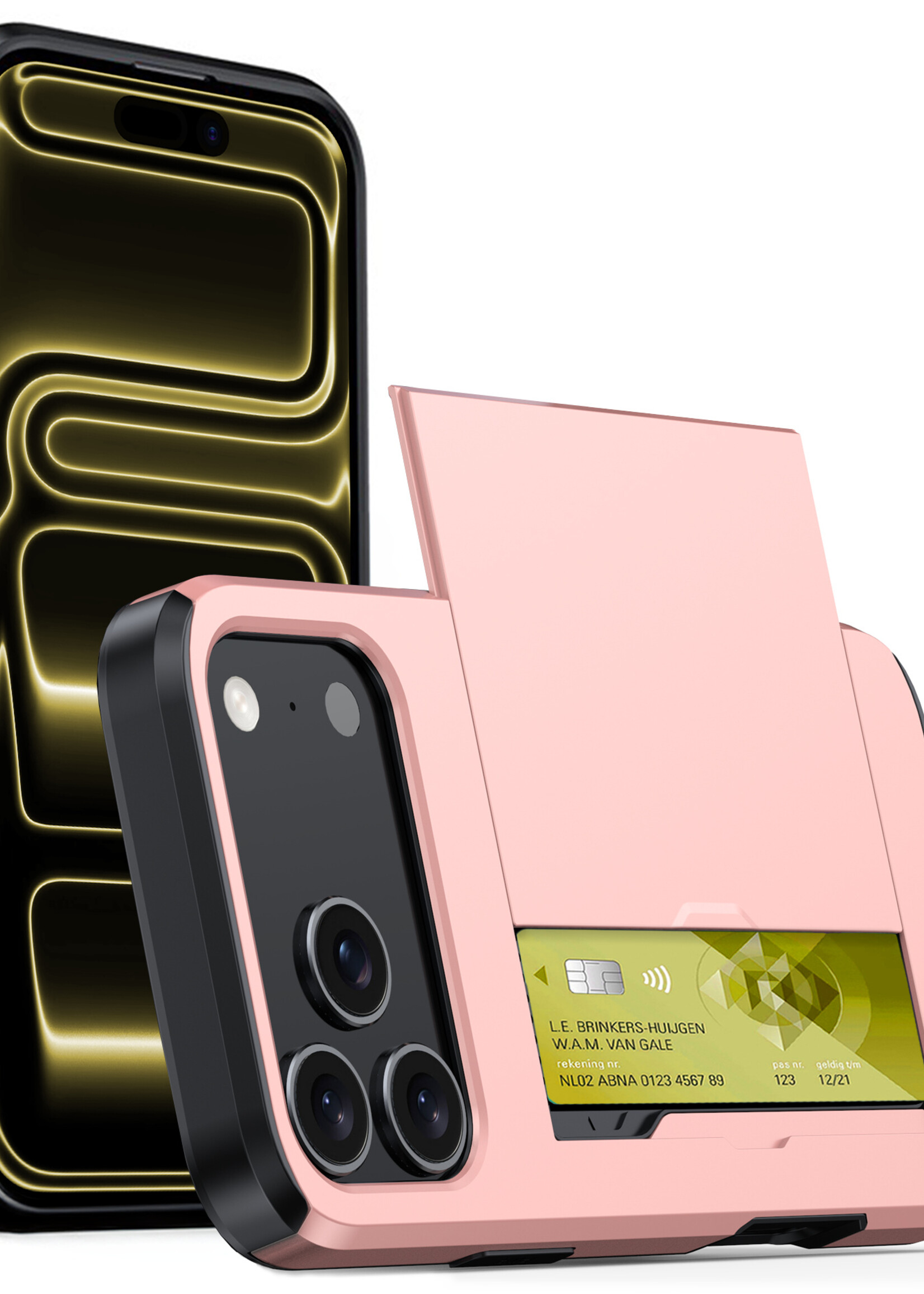 LUQ LUQ iPhone 17 Pro Max Hoesje Pashouder Hard - Rosé Goud