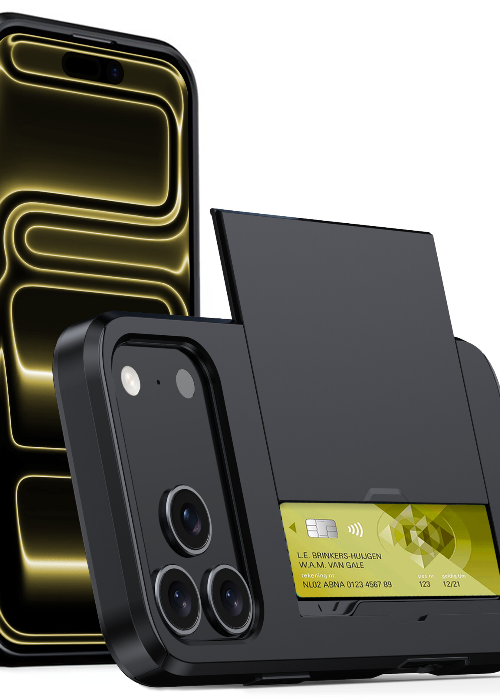 LUQ LUQ iPhone 17 Pro Max Hoesje Pashouder Hard - Zwart