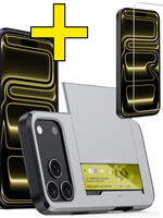 LUQ LUQ iPhone 17 Pro Max Hoesje Pashouder Hard Met Screenprotector - Grijs