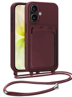 LUQ LUQ iPhone 17 Hoesje Pashouder met Koord - Aubergine