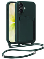 LUQ LUQ iPhone 17 Hoesje Pashouder met Koord - Donkergroen