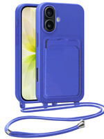 LUQ LUQ iPhone 17 Hoesje Pashouder met Koord - Fel Blauw